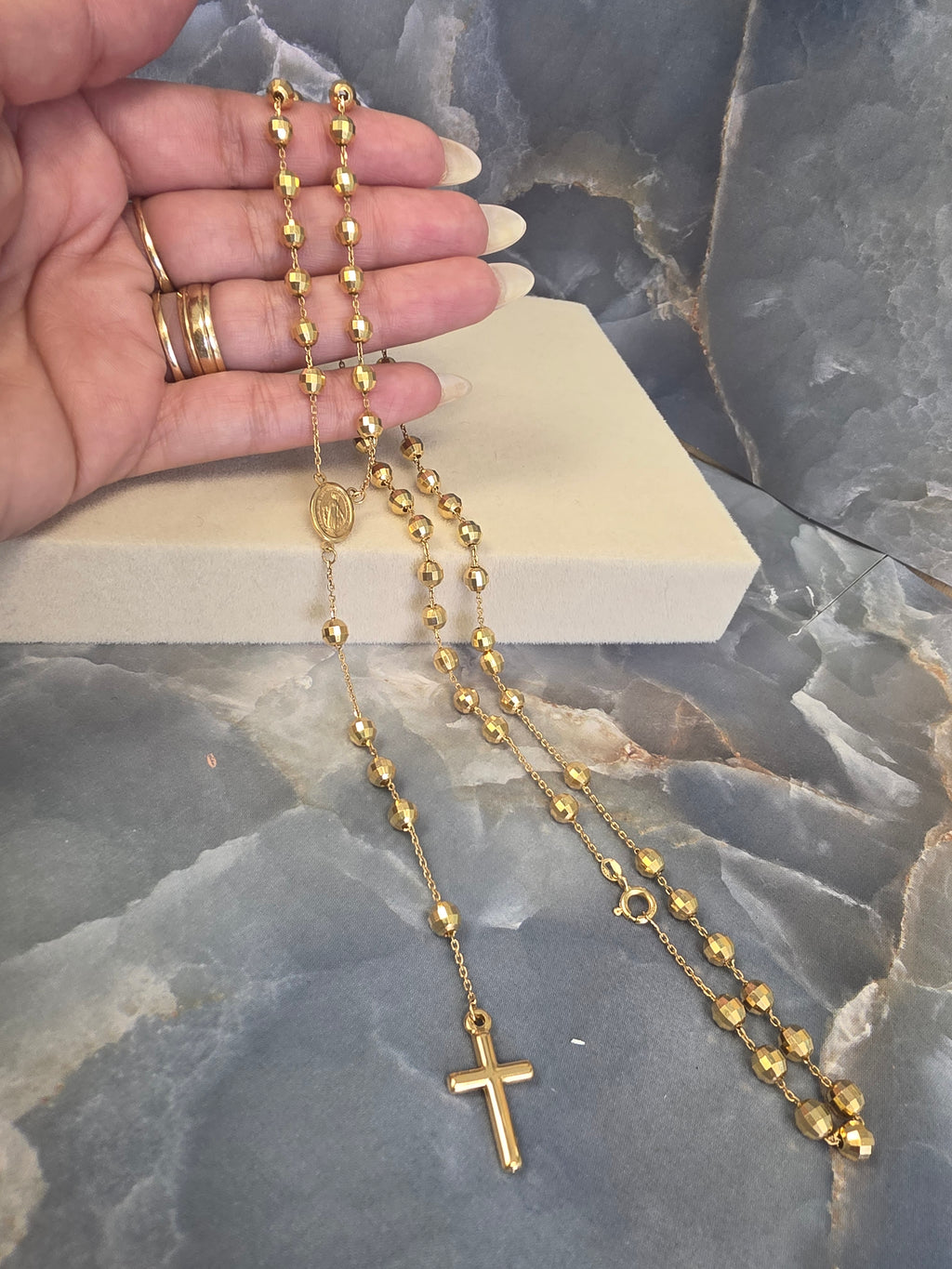 Gold Faceted Bead Rosary 1867