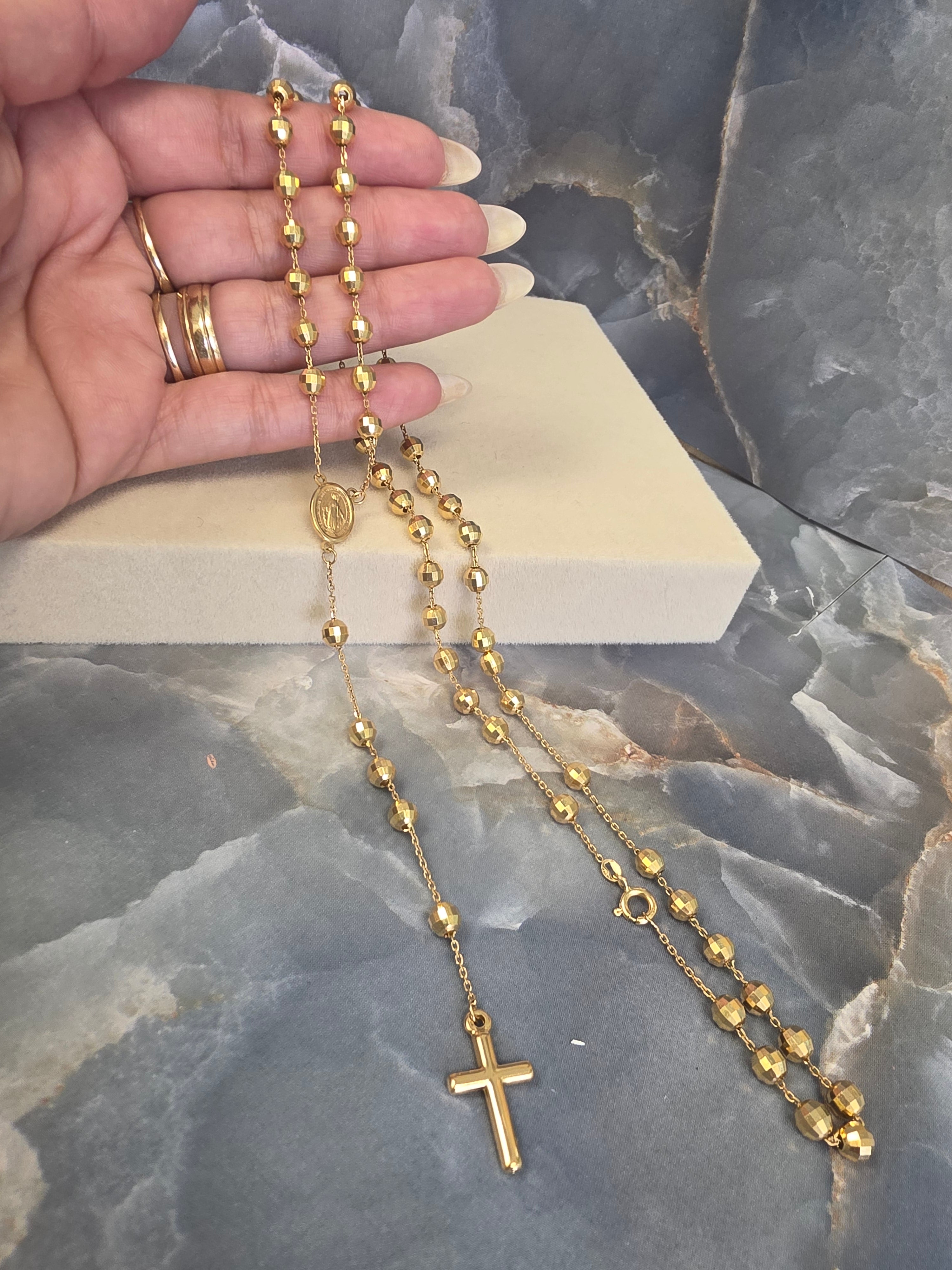 Gold Faceted Bead Rosary 1867