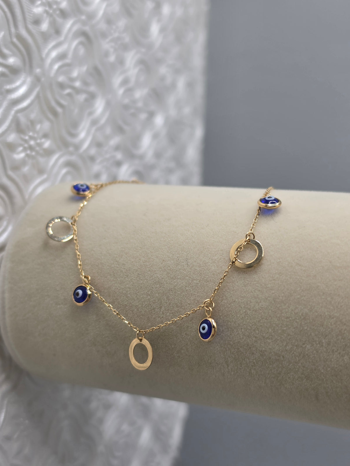 Blue Evil Eye & Circle Charm Bracelet 193