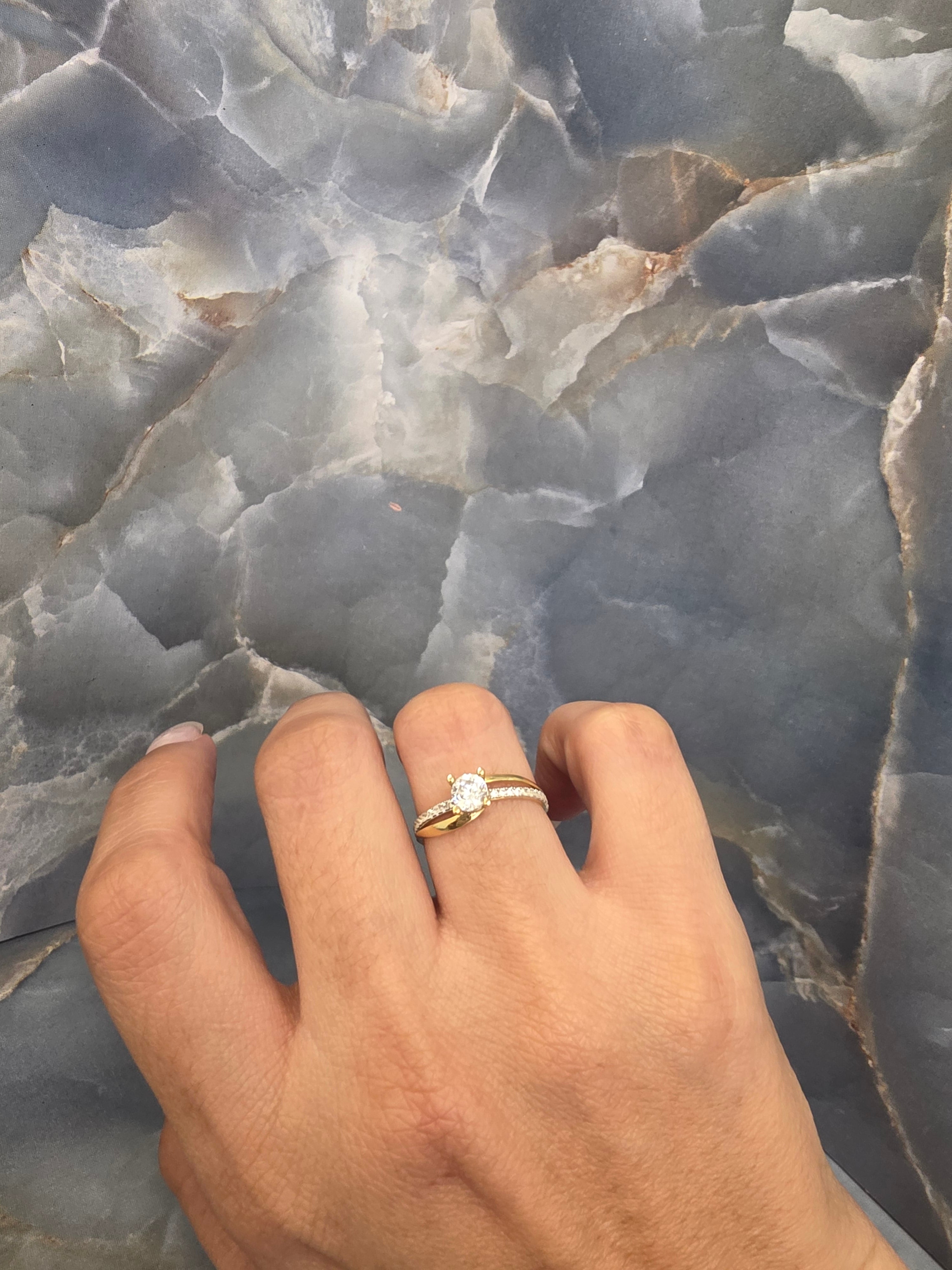 Curved Pavé Solitaire Ring 137