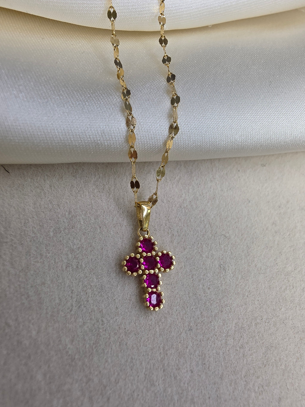 Fuchsia Stone Cross Pendant 131