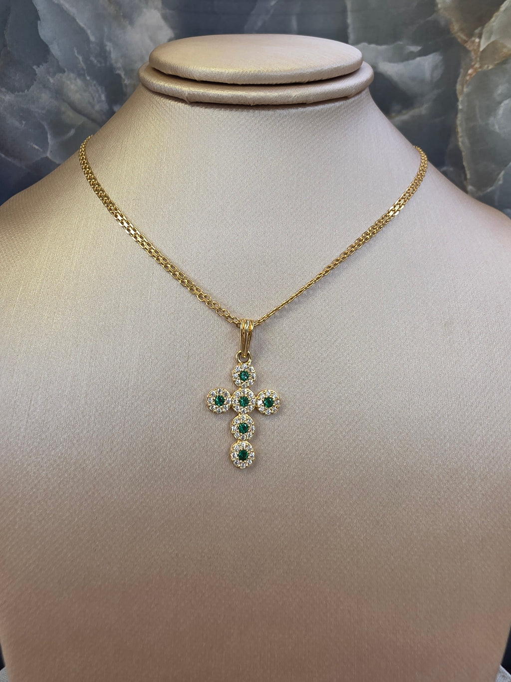 Green & White Zirconia Cross Pendant 148