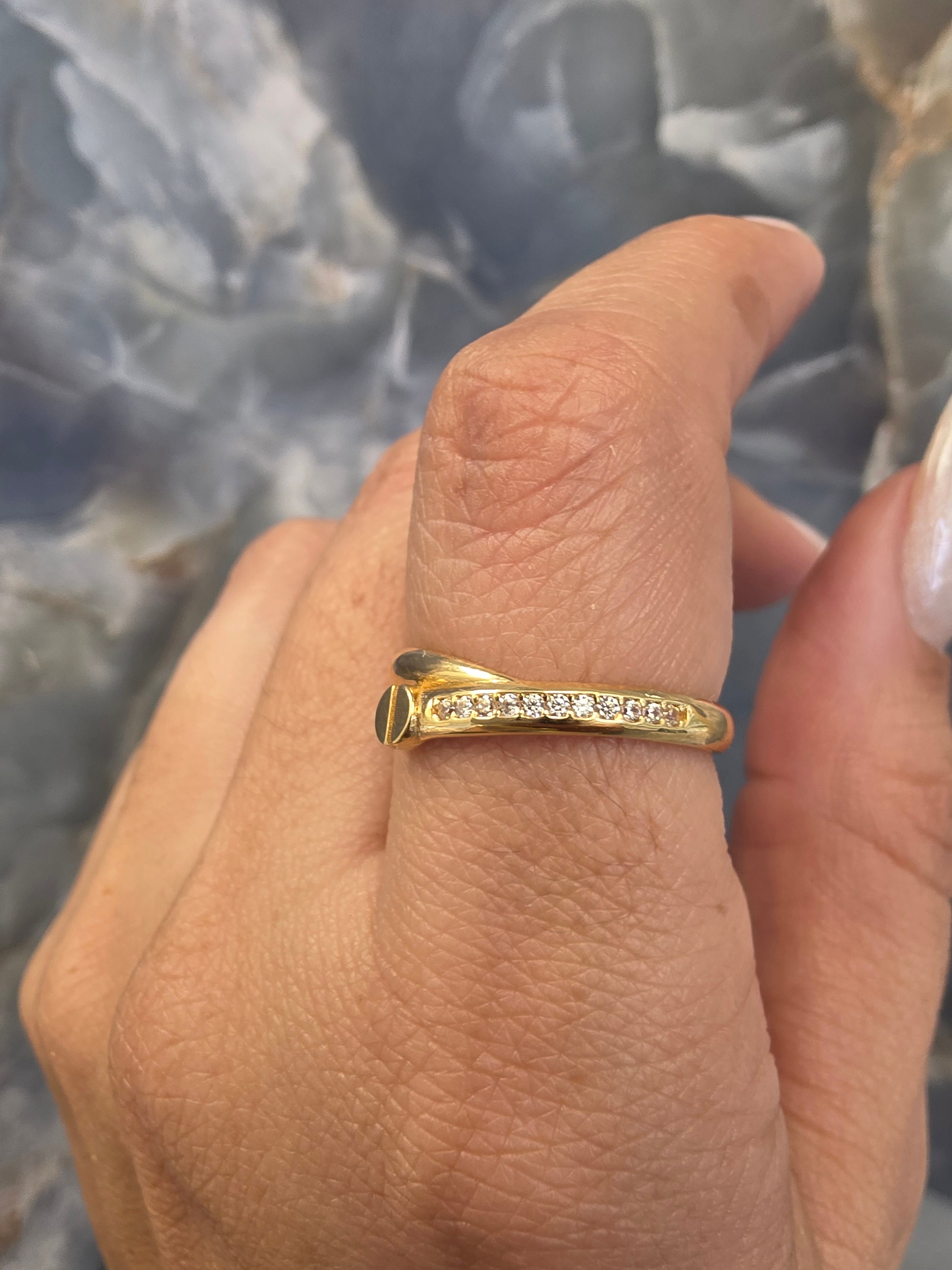 Nail Ring with White Stones 227