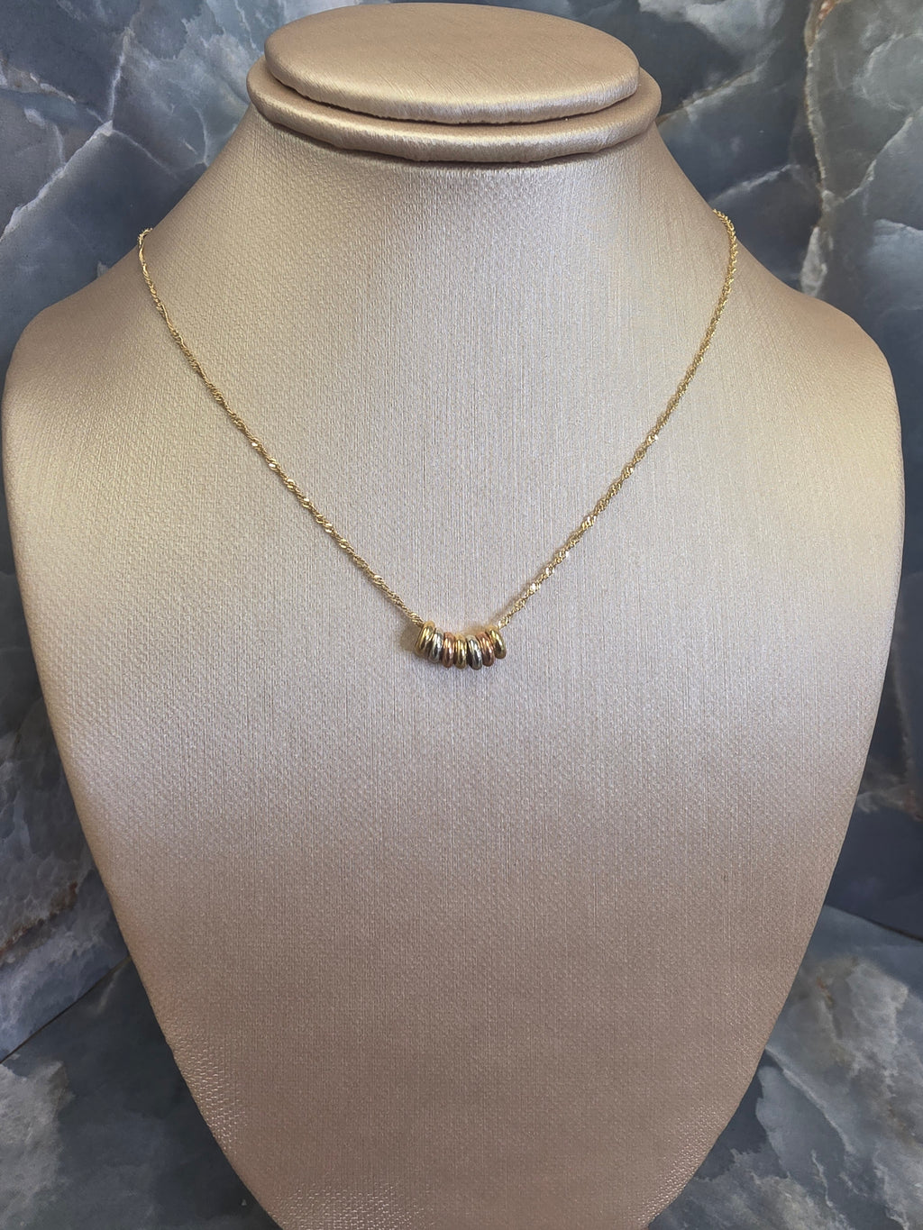 Tricolor Ring Charm Necklace 153