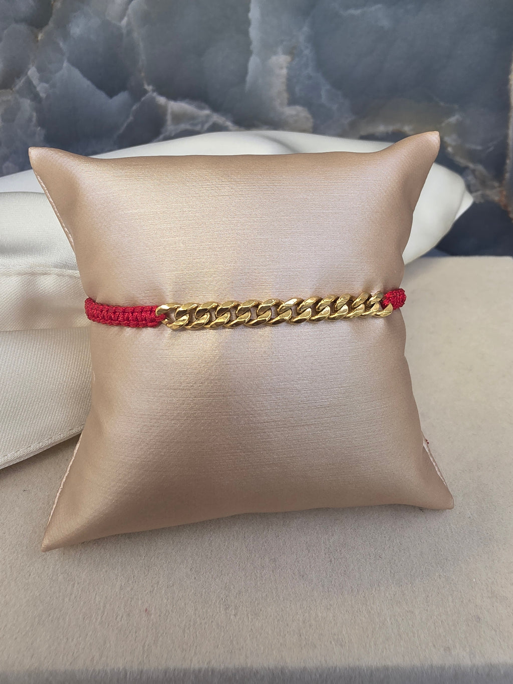 Cuban Link Red Cord Bracelet