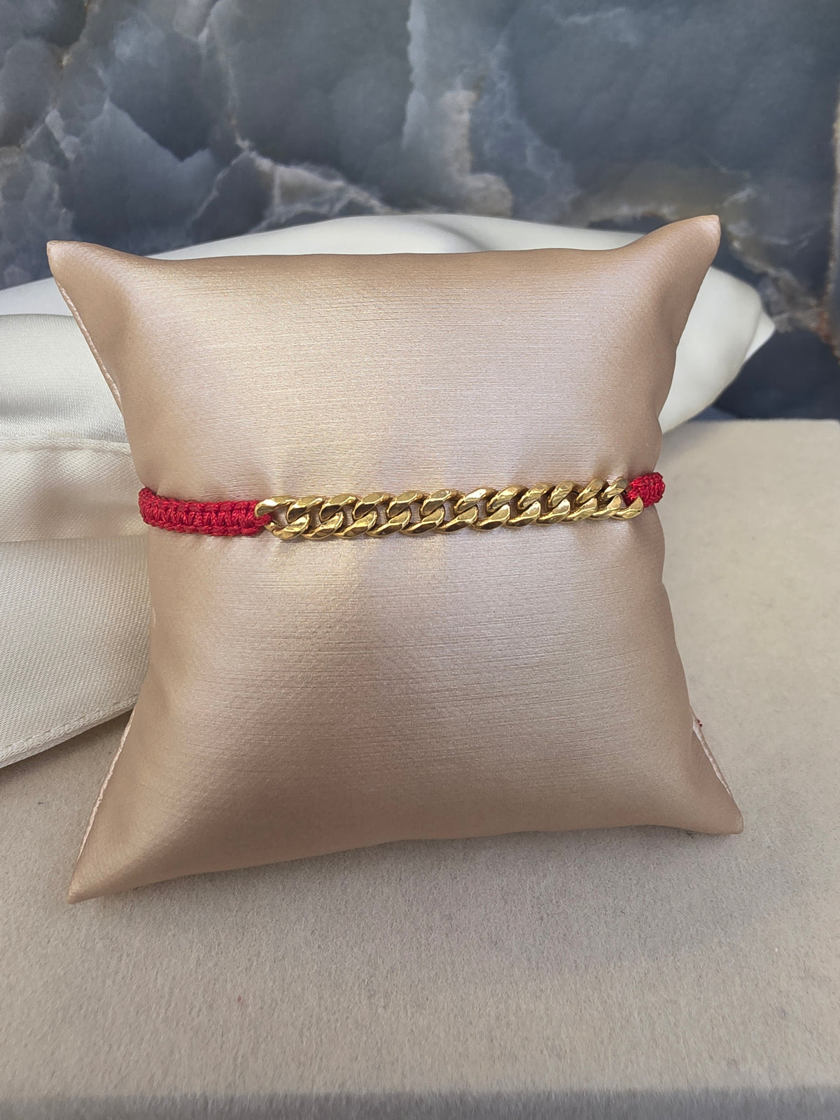 Cuban Link Red Cord Bracelet