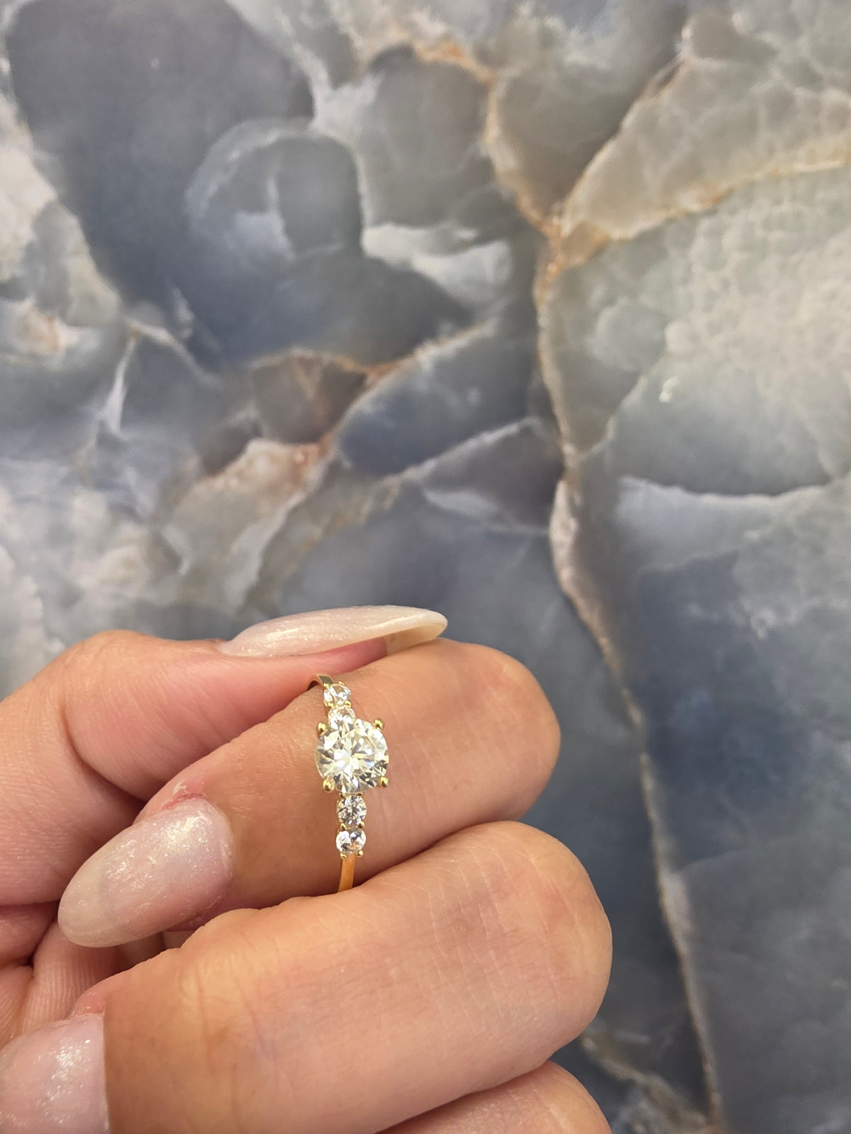 Round Solitaire Accent Ring 123