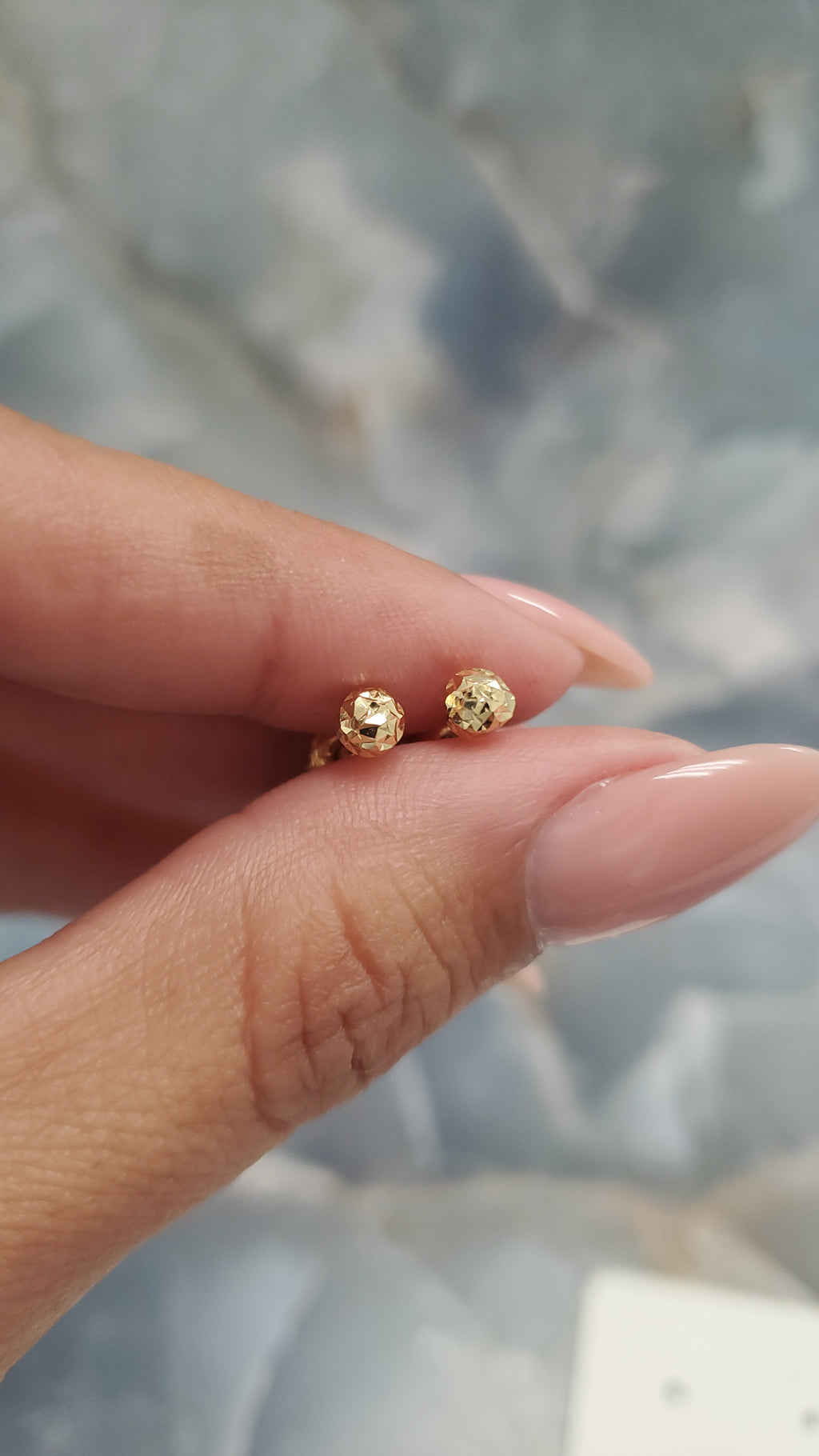 Diamond-Cut Ball Stud Earrings 071