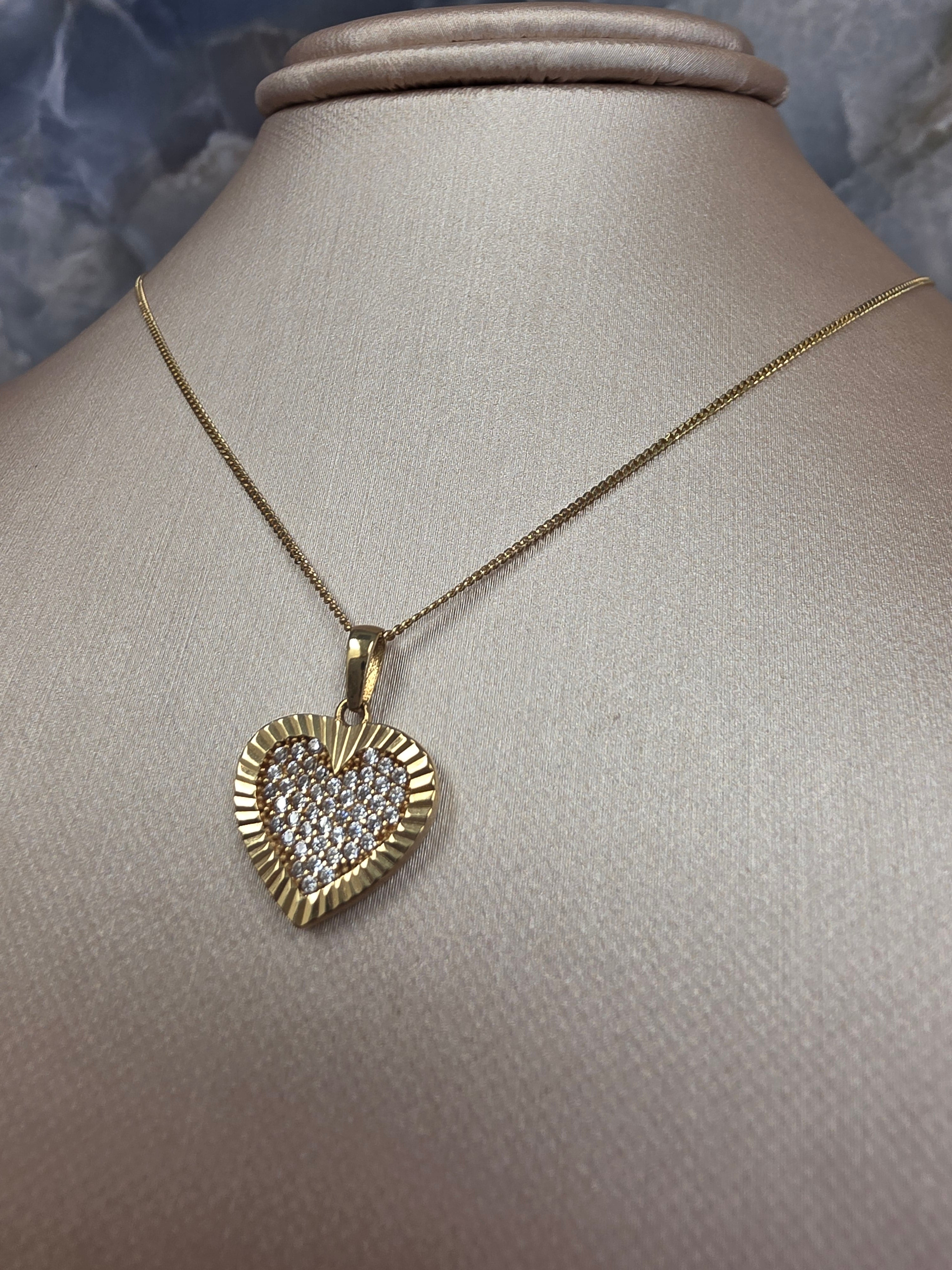 Gold Sparkling Heart Pendant 148