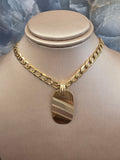 Tricolor Gold Oval Pendant 413