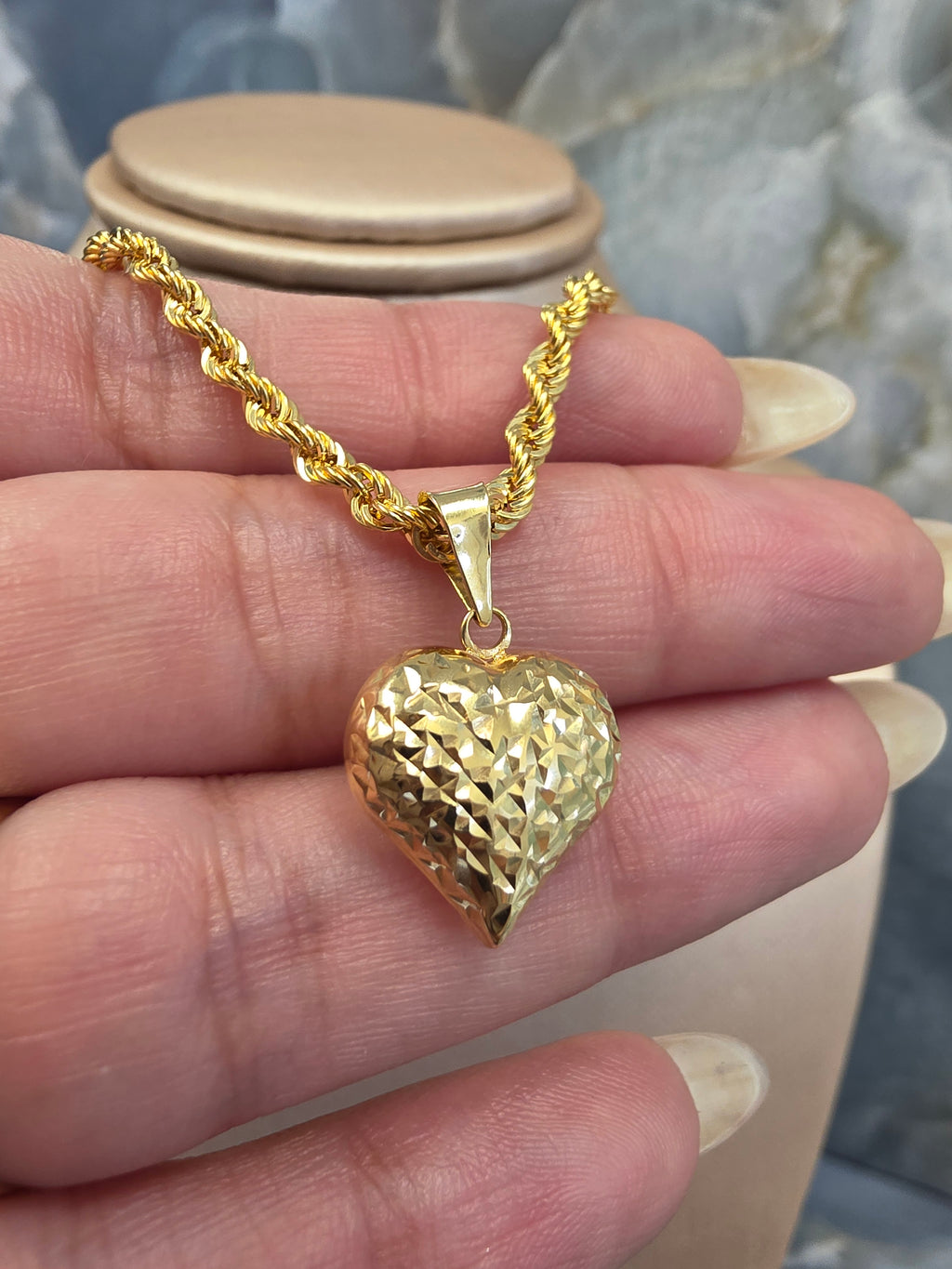 Diamond-Cut Heart Pendant 089