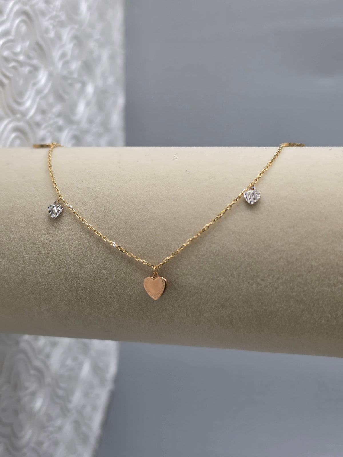 Tricolor Heart Charm Bracelet 193