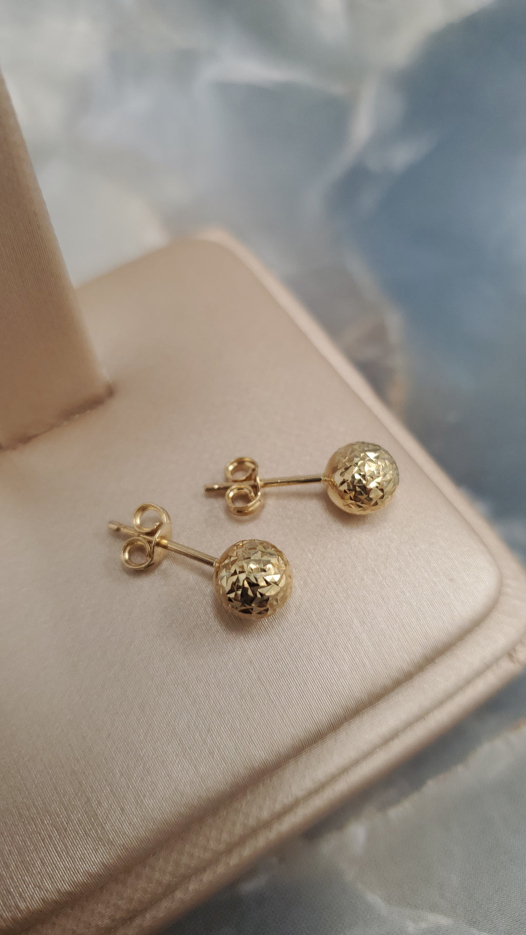 Diamond-Cut Ball Stud Earrings 072