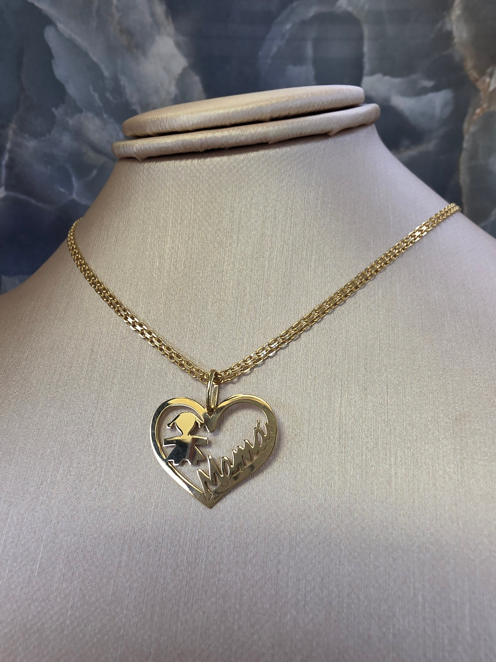 Mom & Daughter Heart Pendant 094