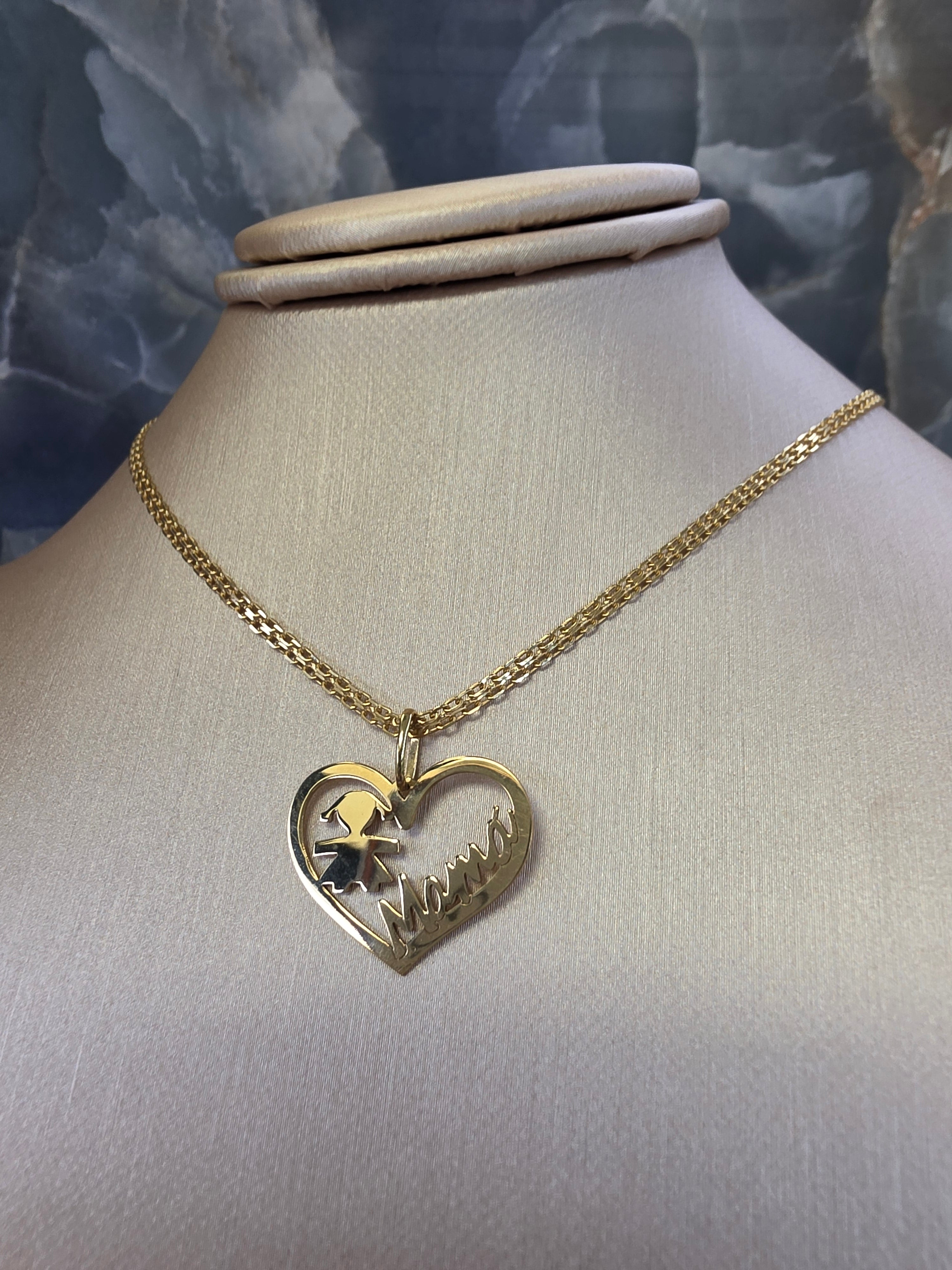 Mom & Daughter Heart Pendant 094