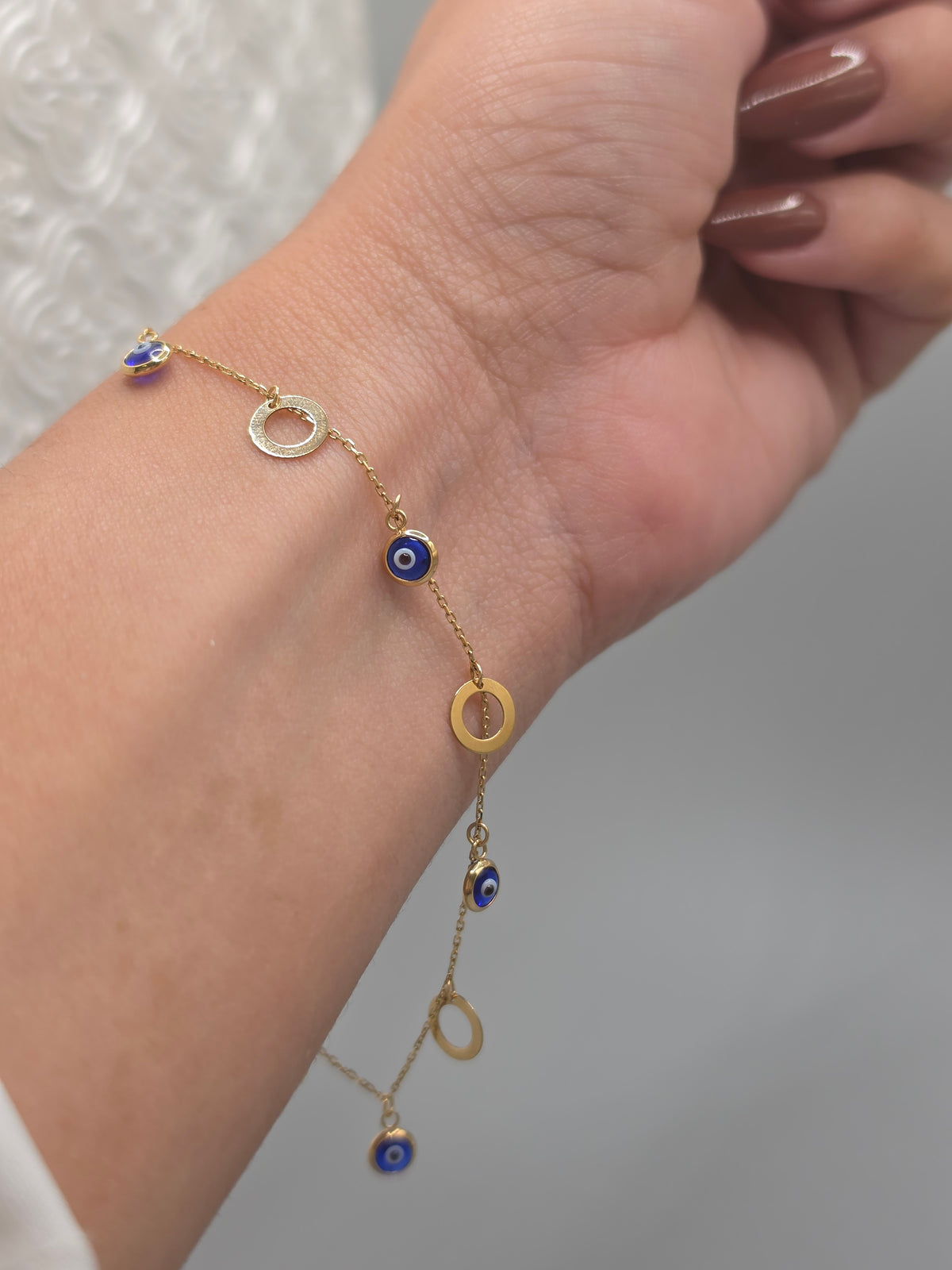 Blue Evil Eye & Circle Charm Bracelet 193