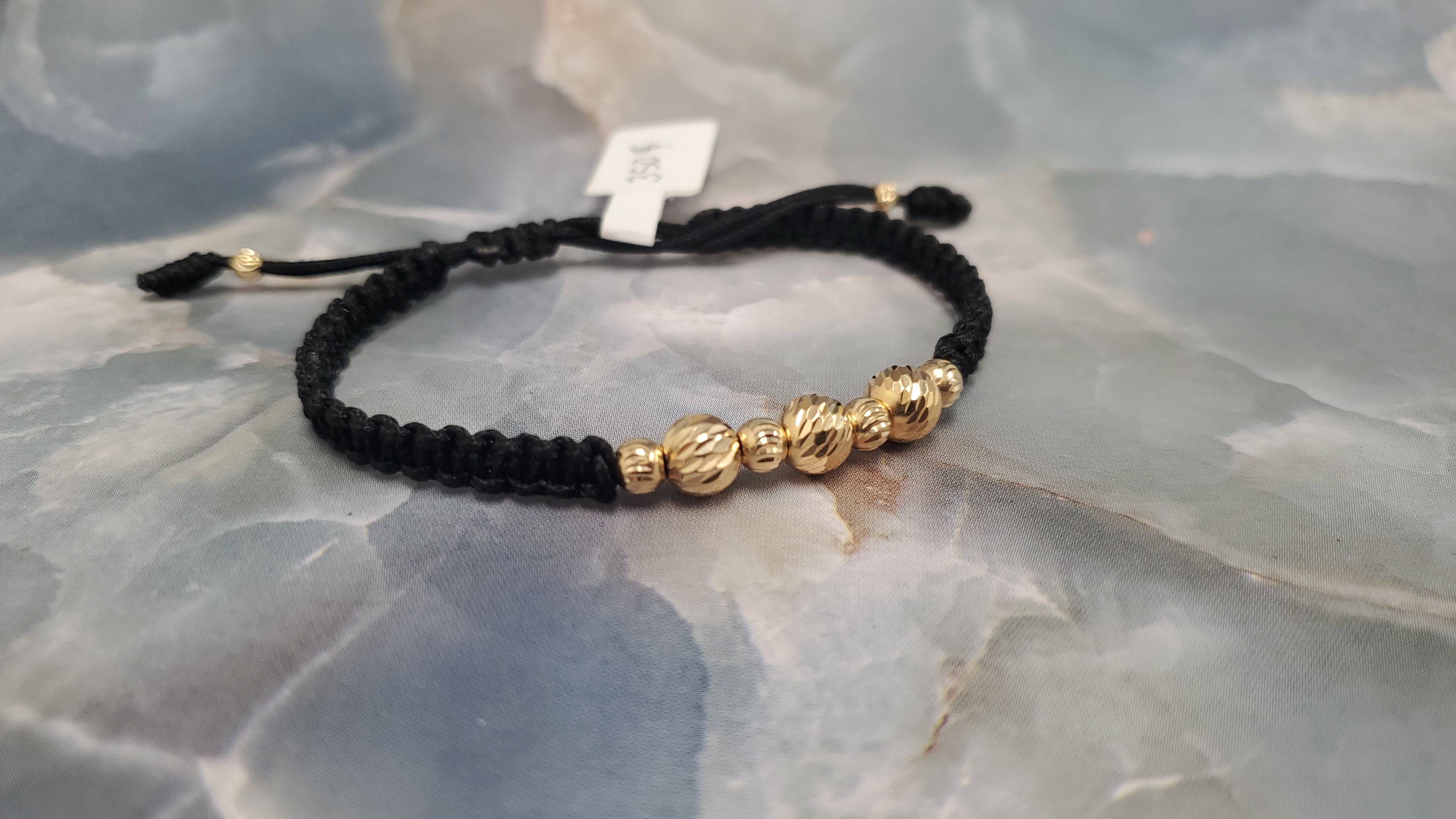 Women's Cord & Gold Bead Bracelet 150