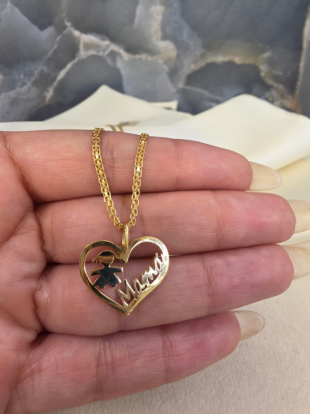 Mom & Daughter Heart Pendant 094