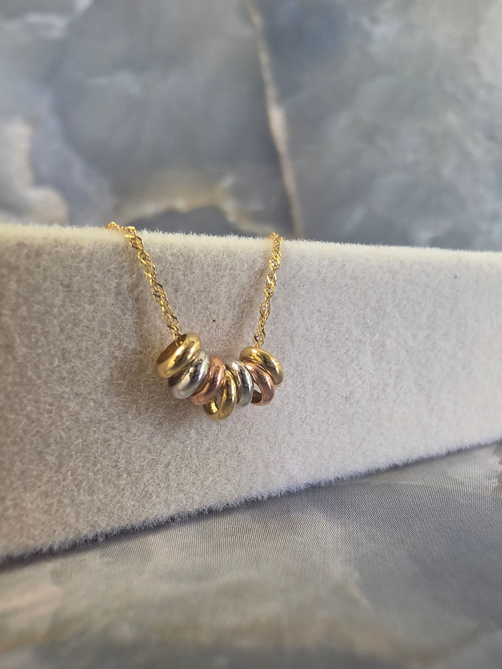 Tricolor Ring Charm Necklace 153