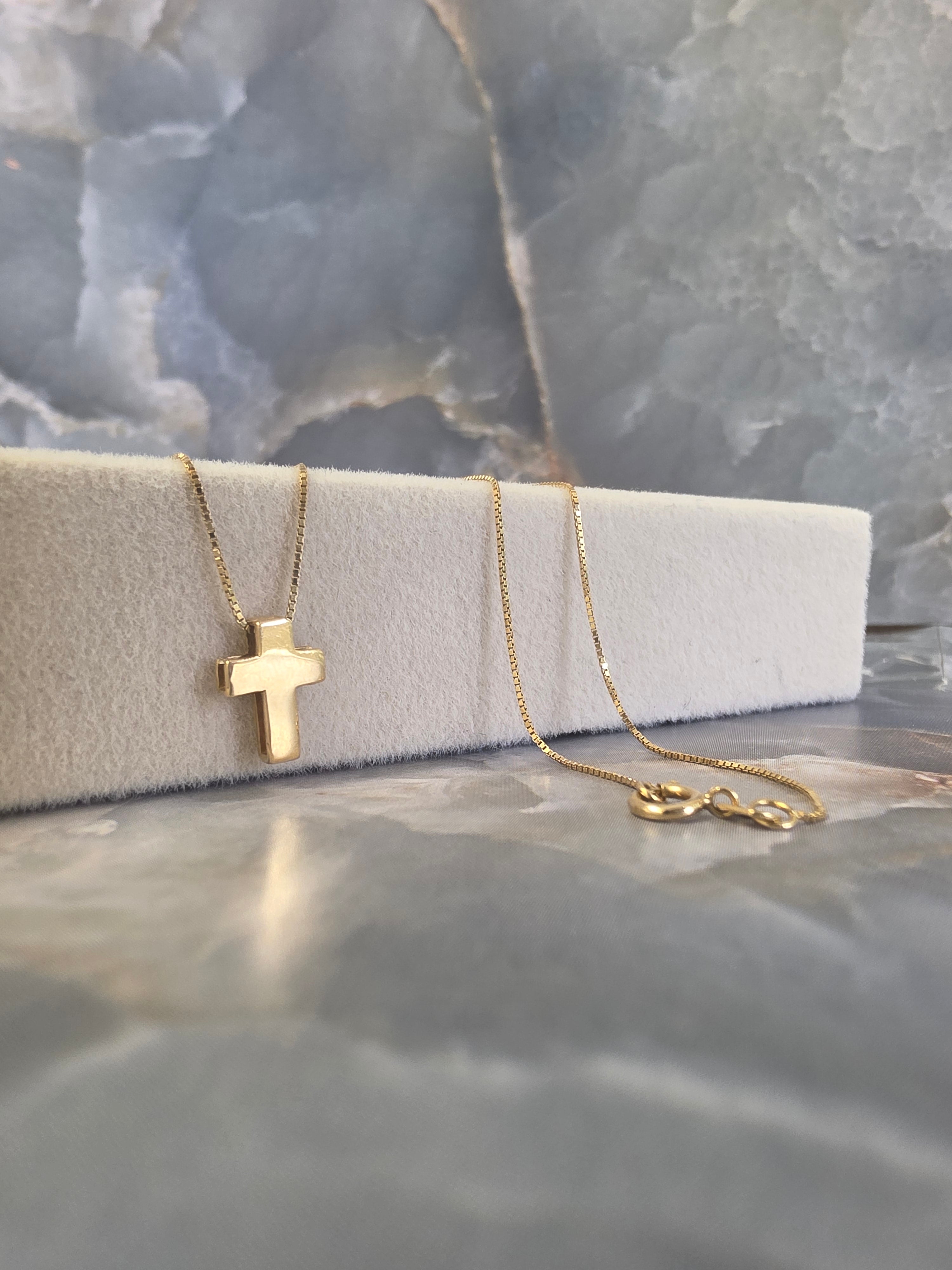 Gold Box Chain with Cross 2