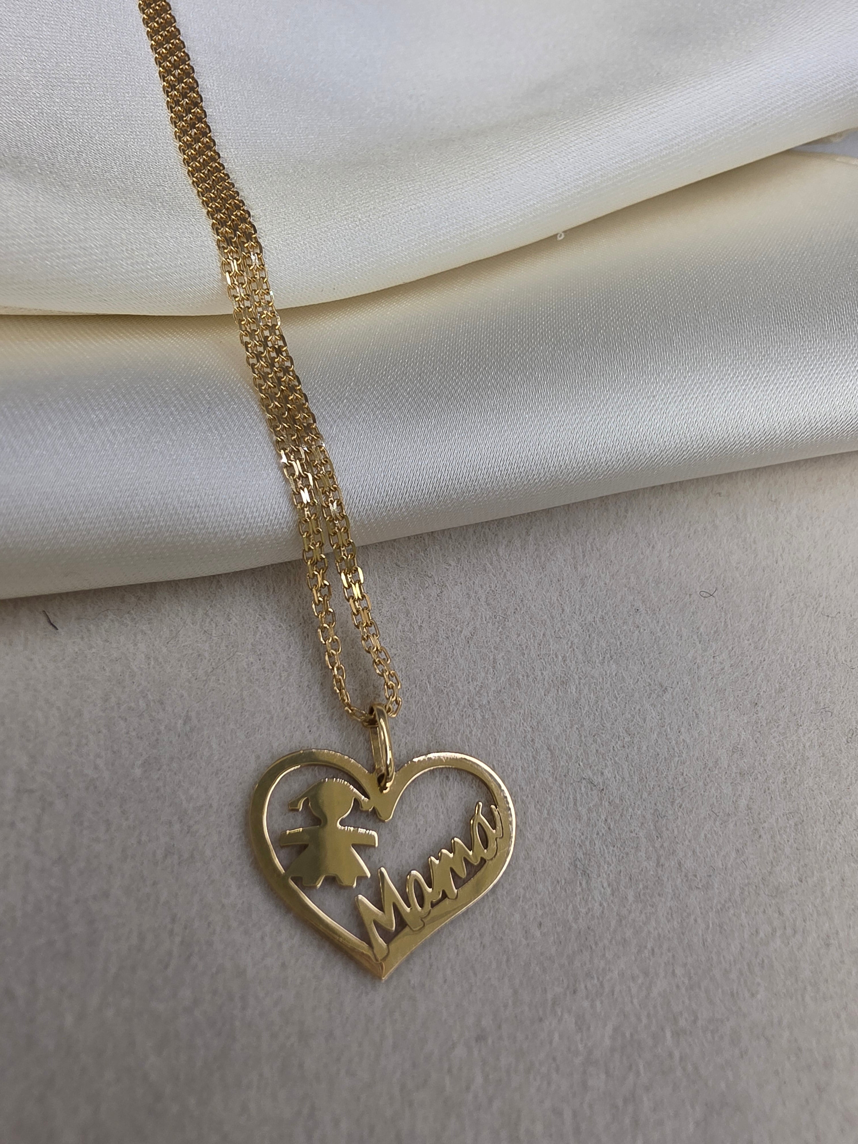 Mom & Daughter Heart Pendant 094