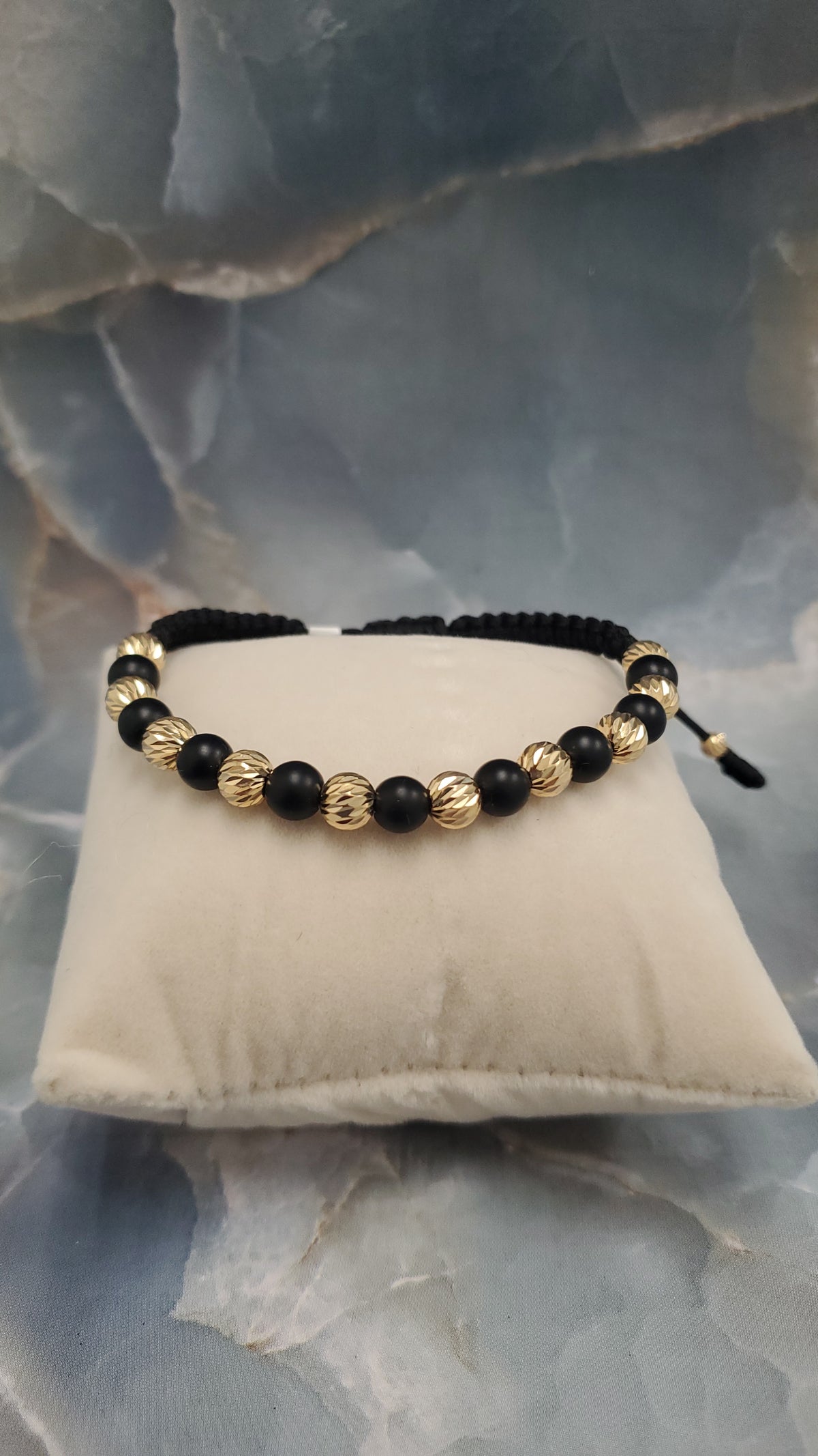 Men's Black Bead Gold & Black Beads