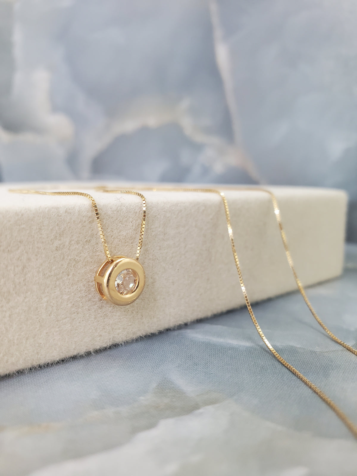 Imperial Bezel Solitaire Box Necklace 175