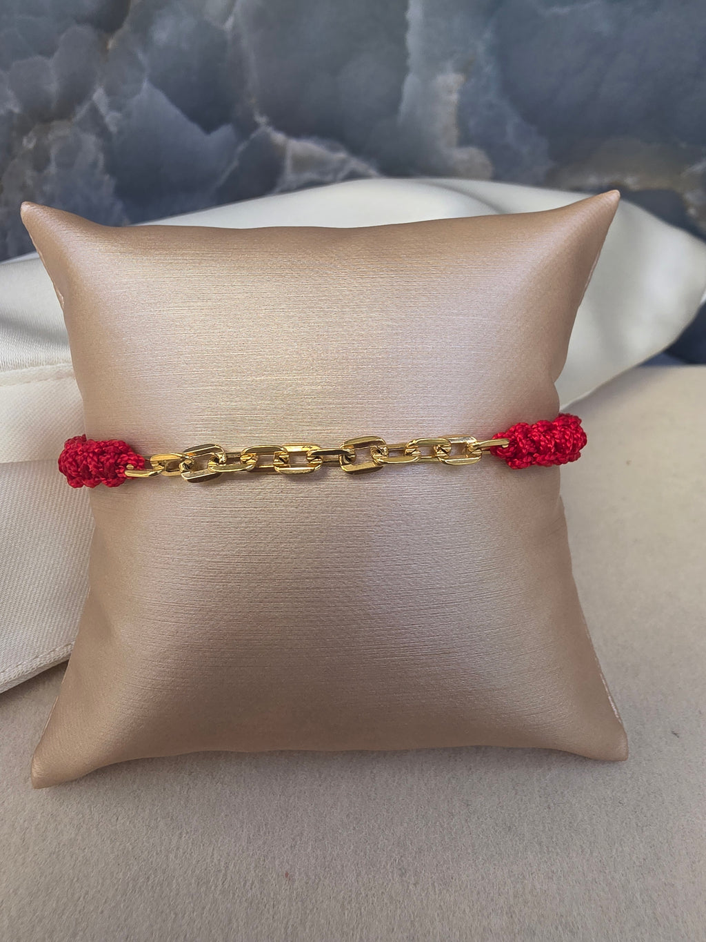 Gold Paperclip Red Cord Bracelet
