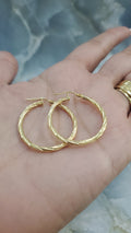 Gold Twisted Hoop Earrings 162
