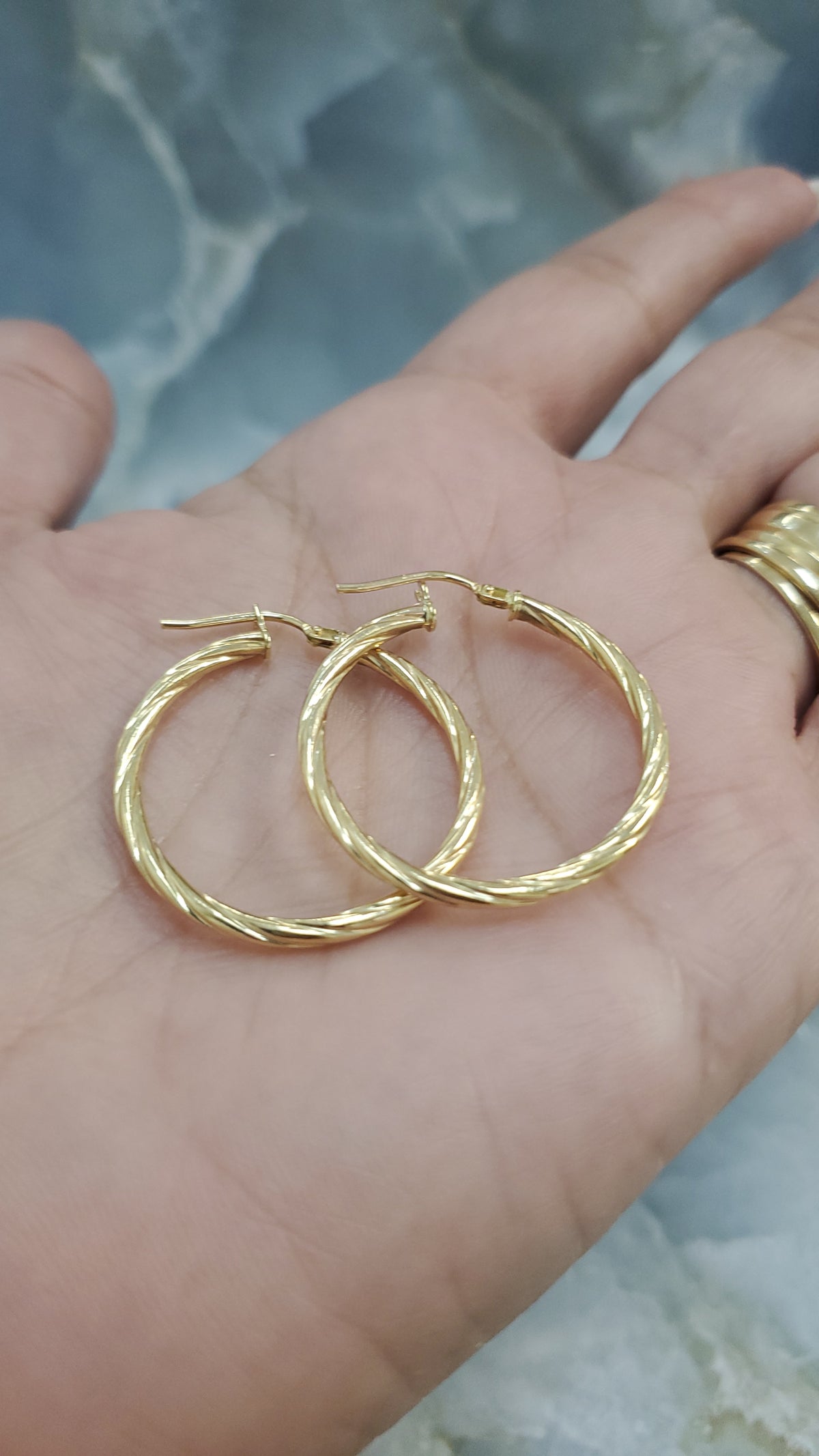 Gold Twisted Hoop Earrings 162