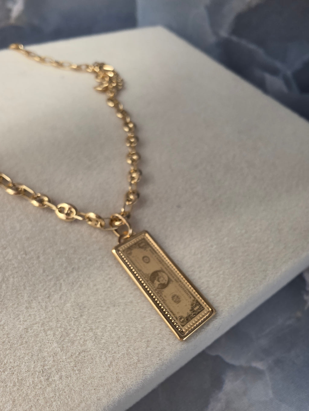 Gold $100 Bill Pendant 110