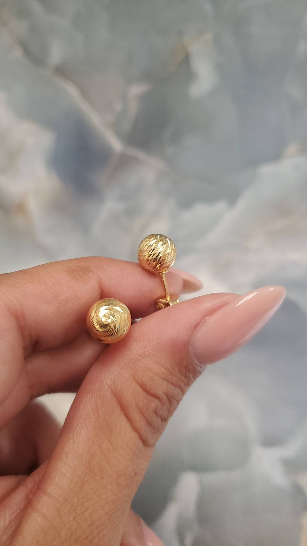 Diamond-Cut Round Stud Earrings 168