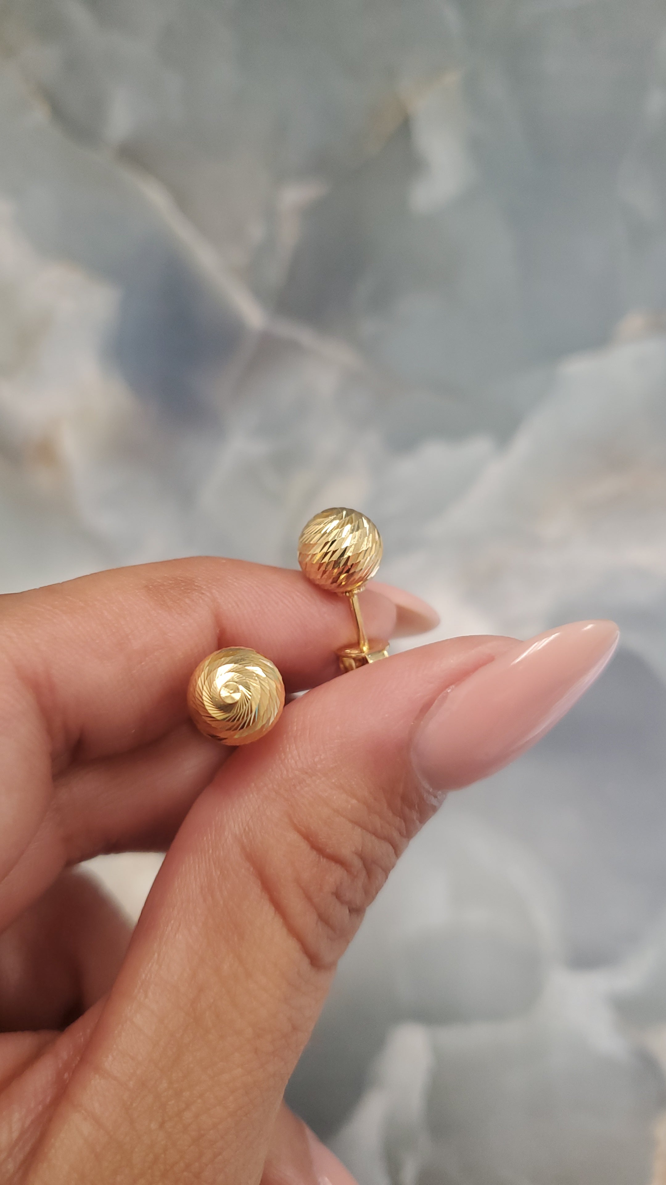 Diamond-Cut Round Stud Earrings 168