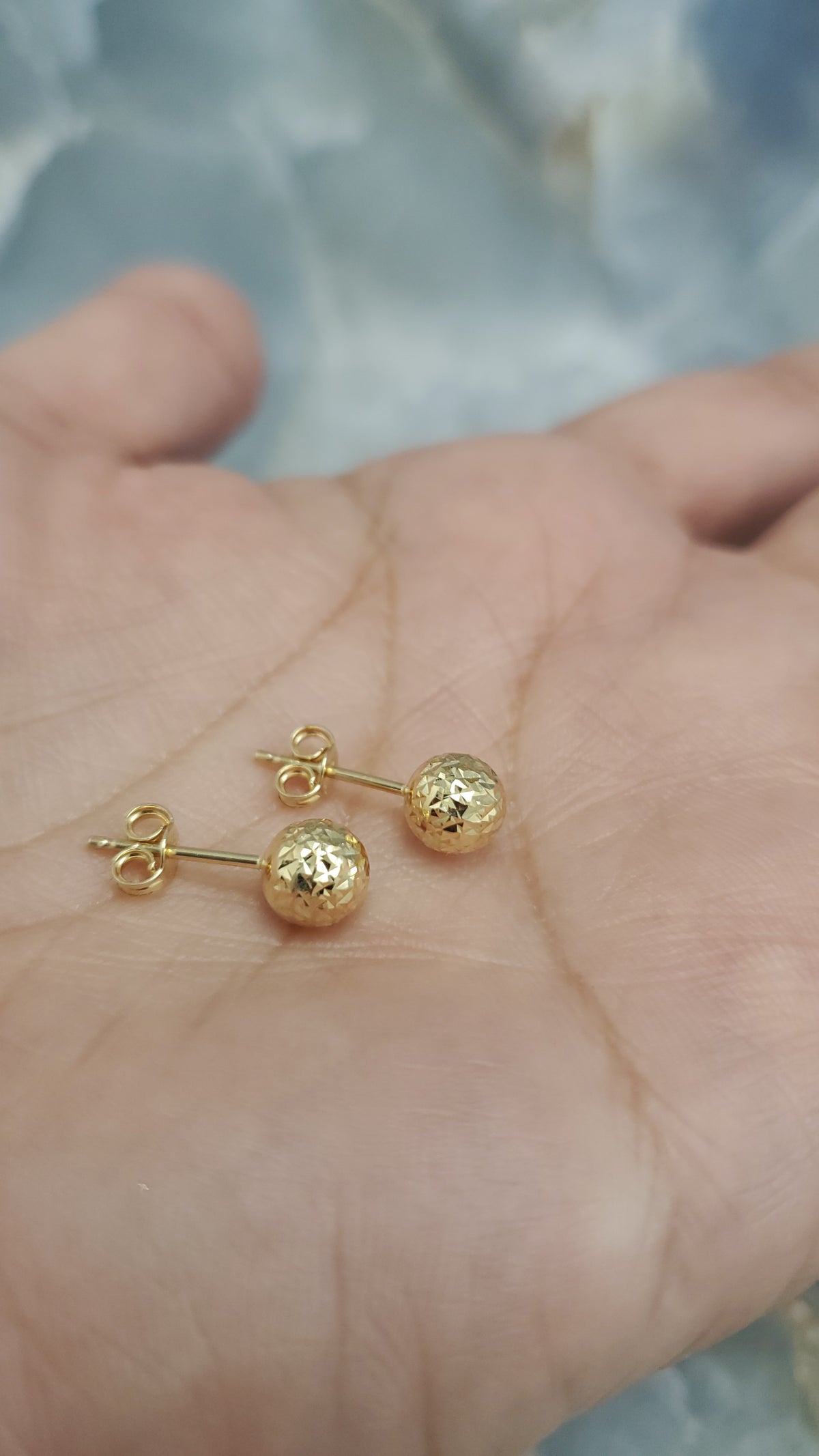 Diamond-Cut Ball Stud Earrings 072