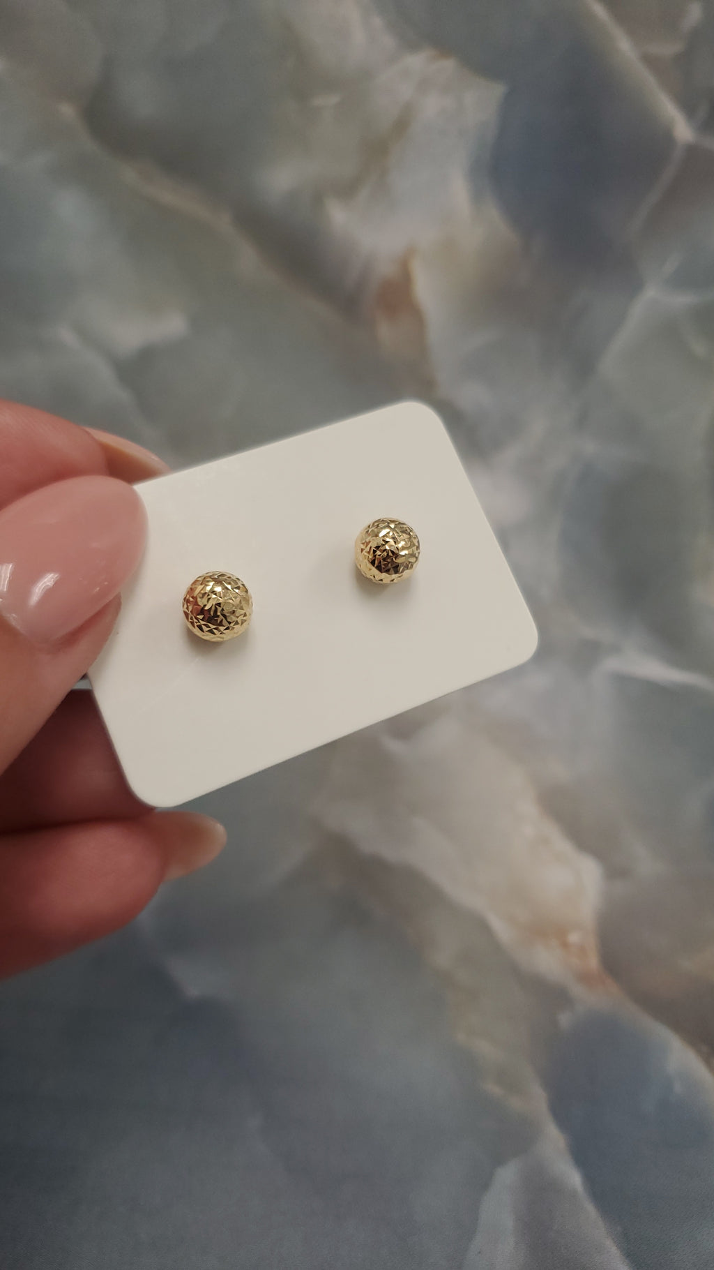 Diamond-Cut Ball Stud Earrings 072