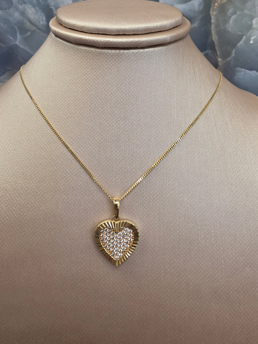 Gold Sparkling Heart Pendant 148