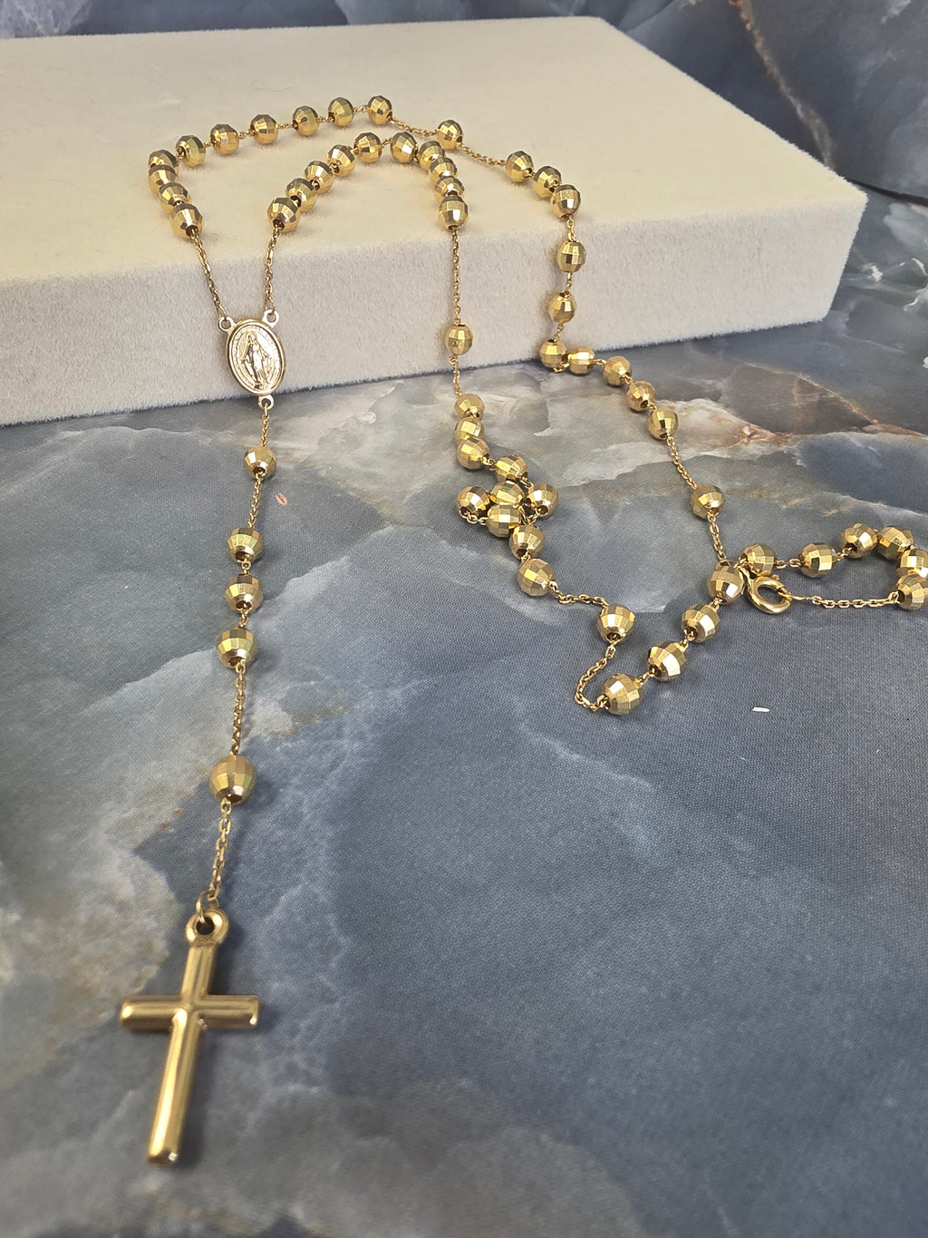 Gold Faceted Bead Rosary 1867