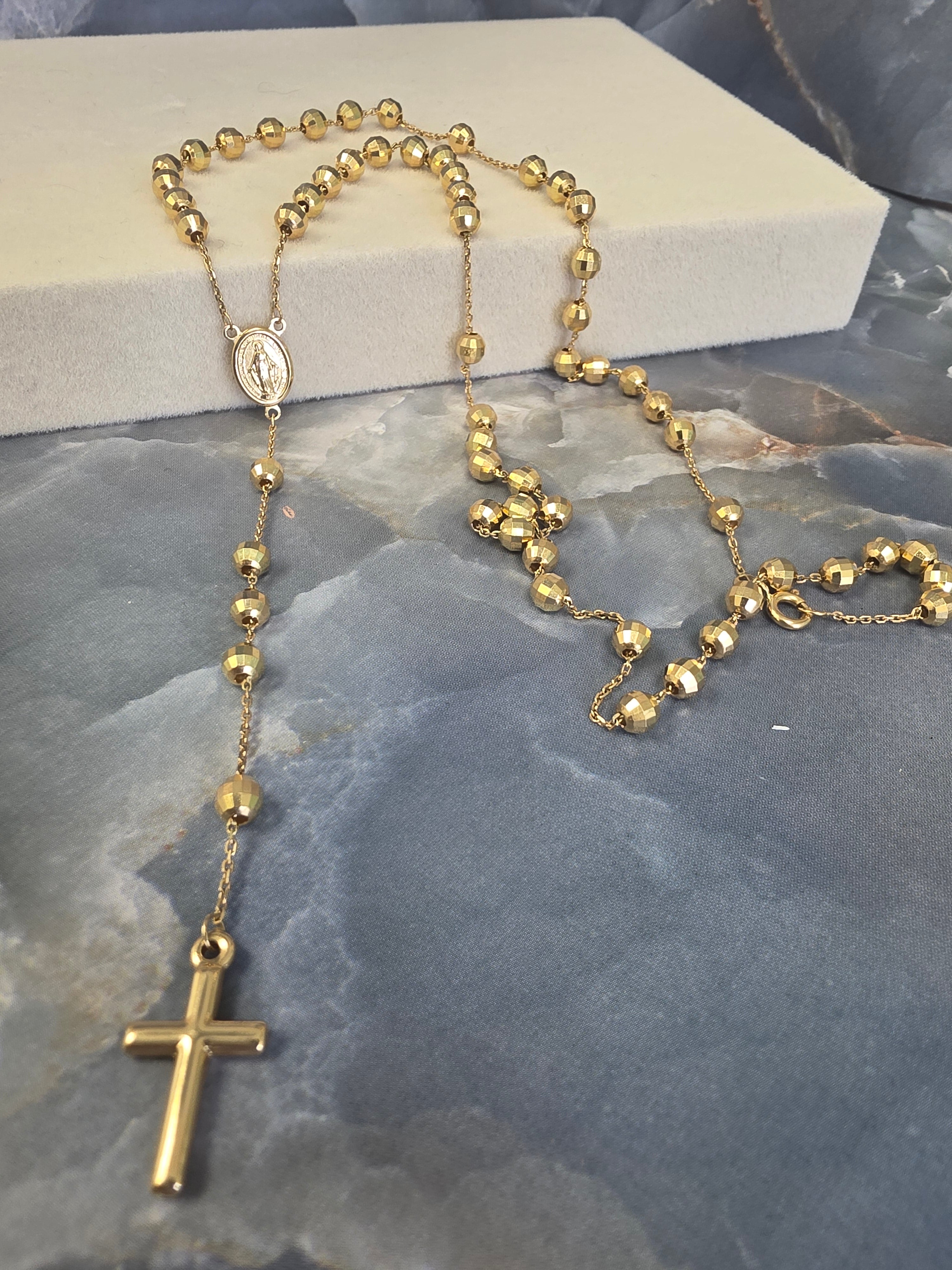 Gold Faceted Bead Rosary 1867