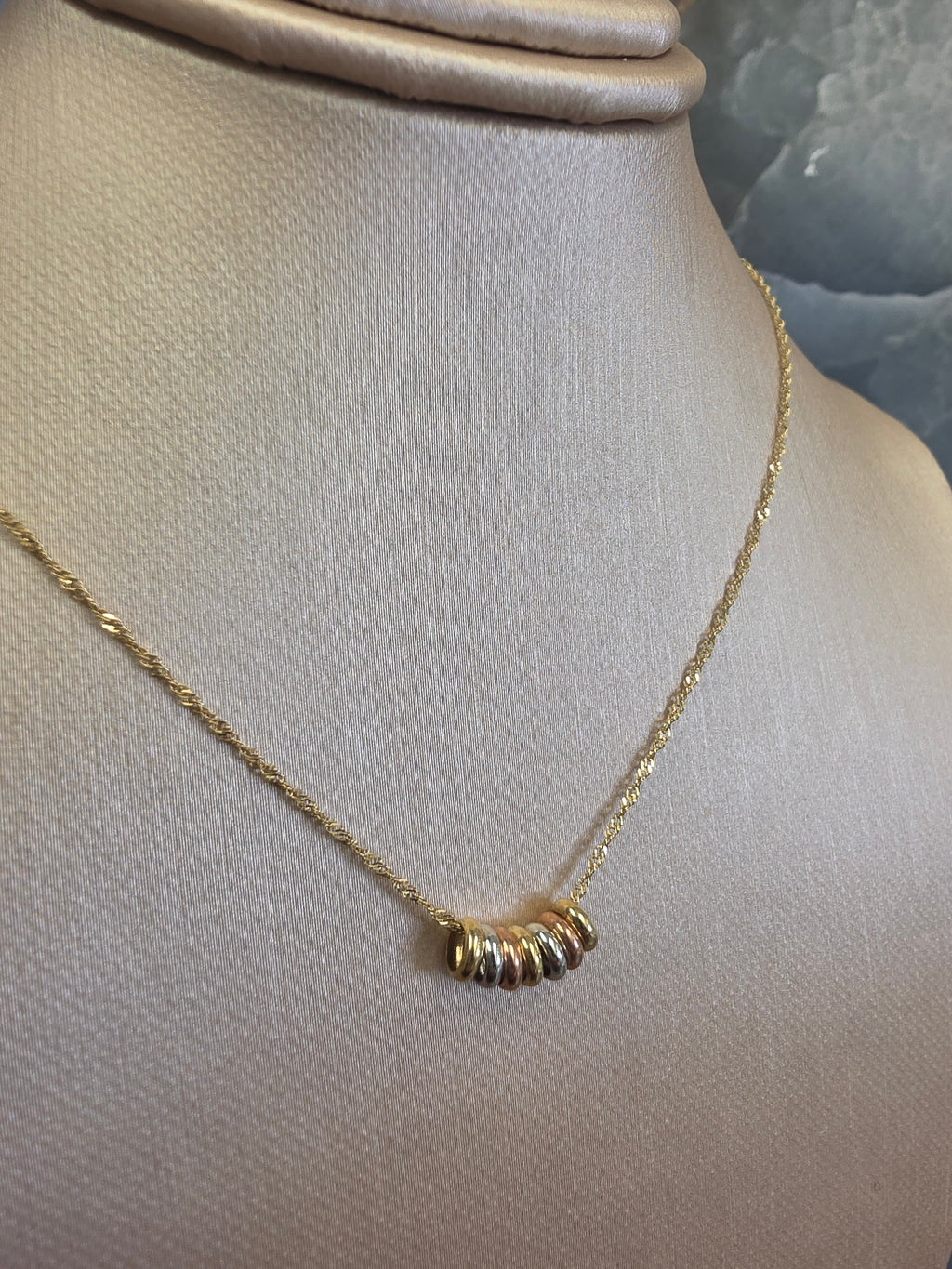 Tricolor Ring Charm Necklace 153