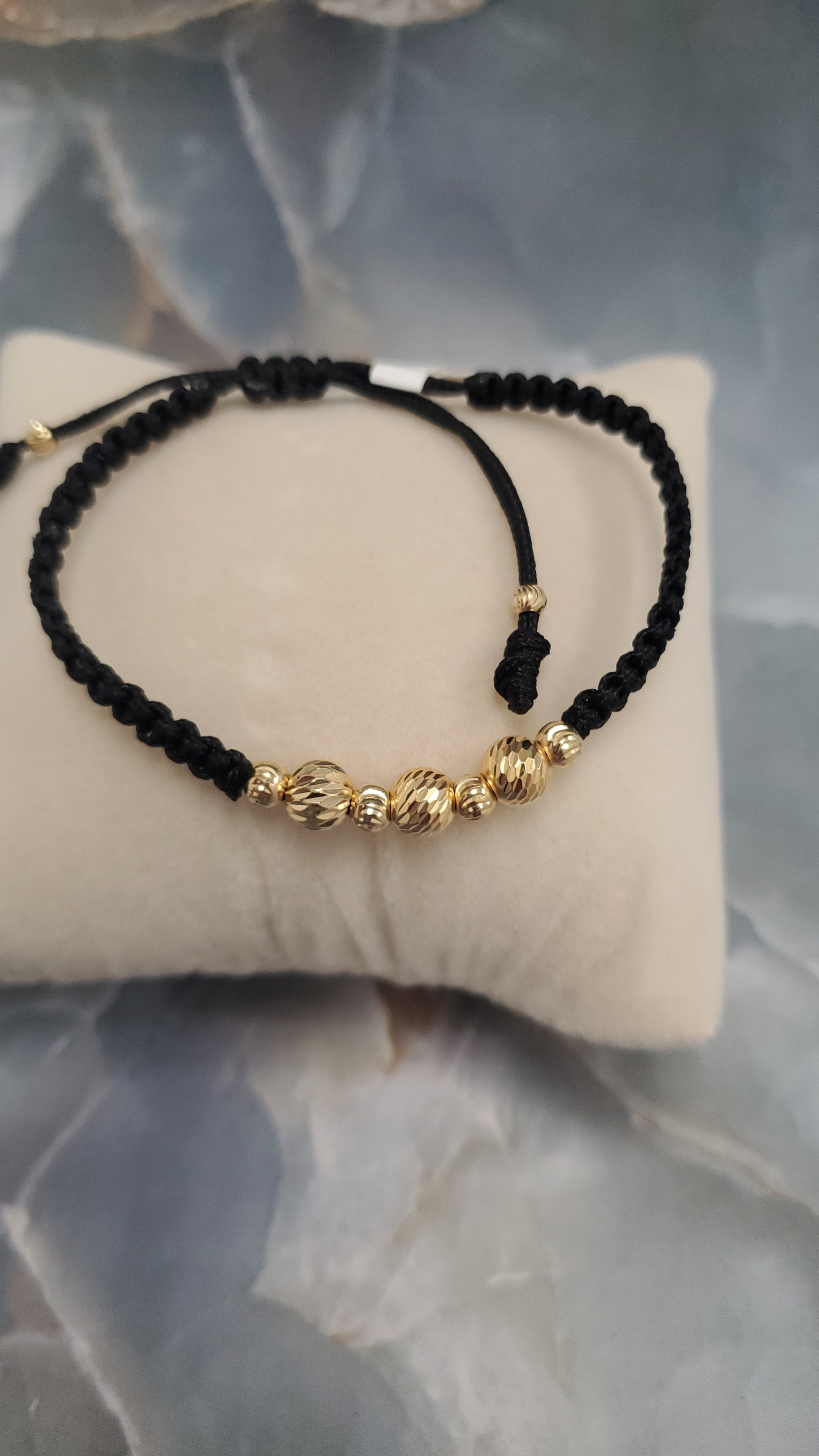 Women's Cord & Gold Bead Bracelet 150