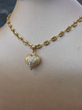 Tricolor Diamond-Cut Heart Pendant 091