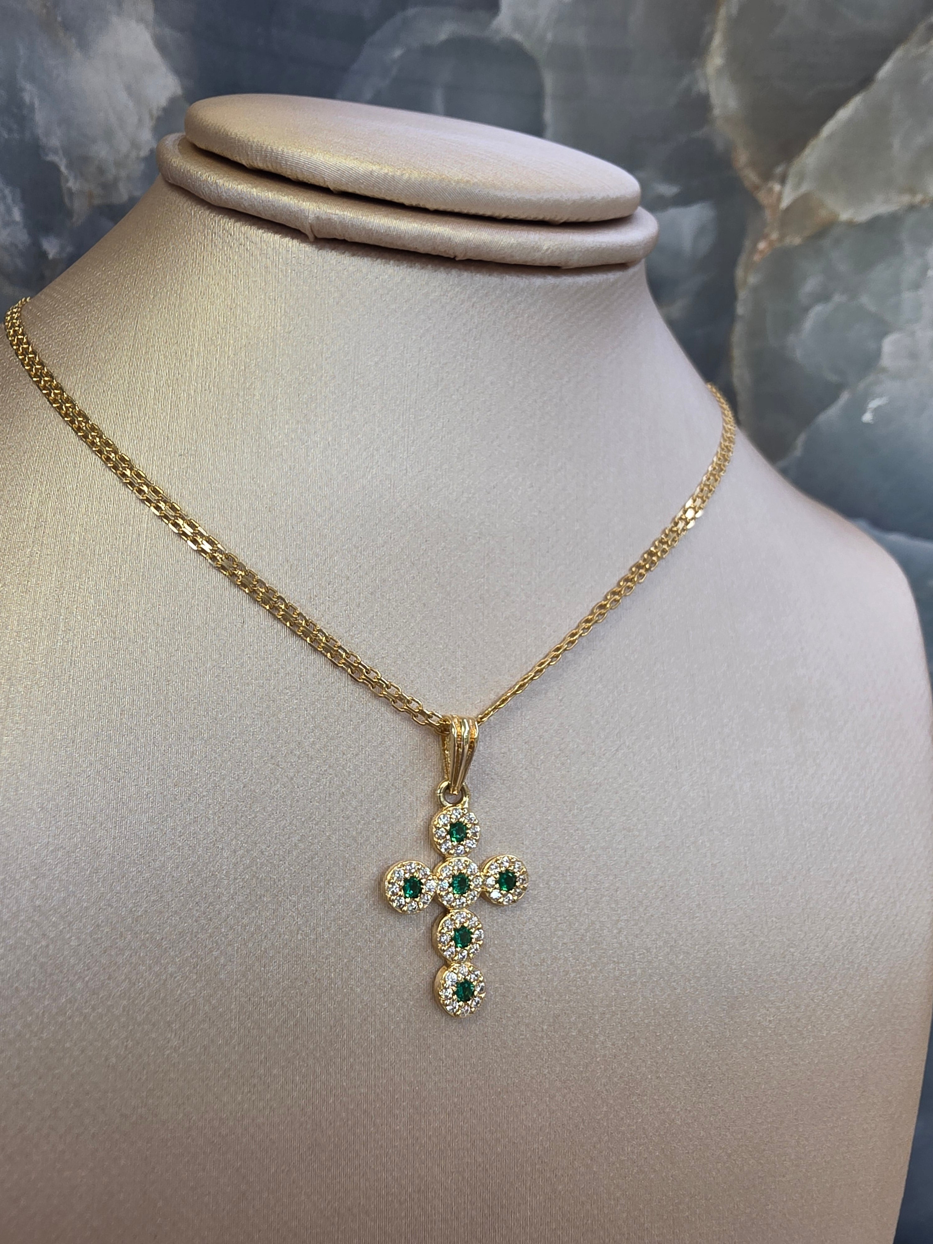 Green & White Zirconia Cross Pendant 148