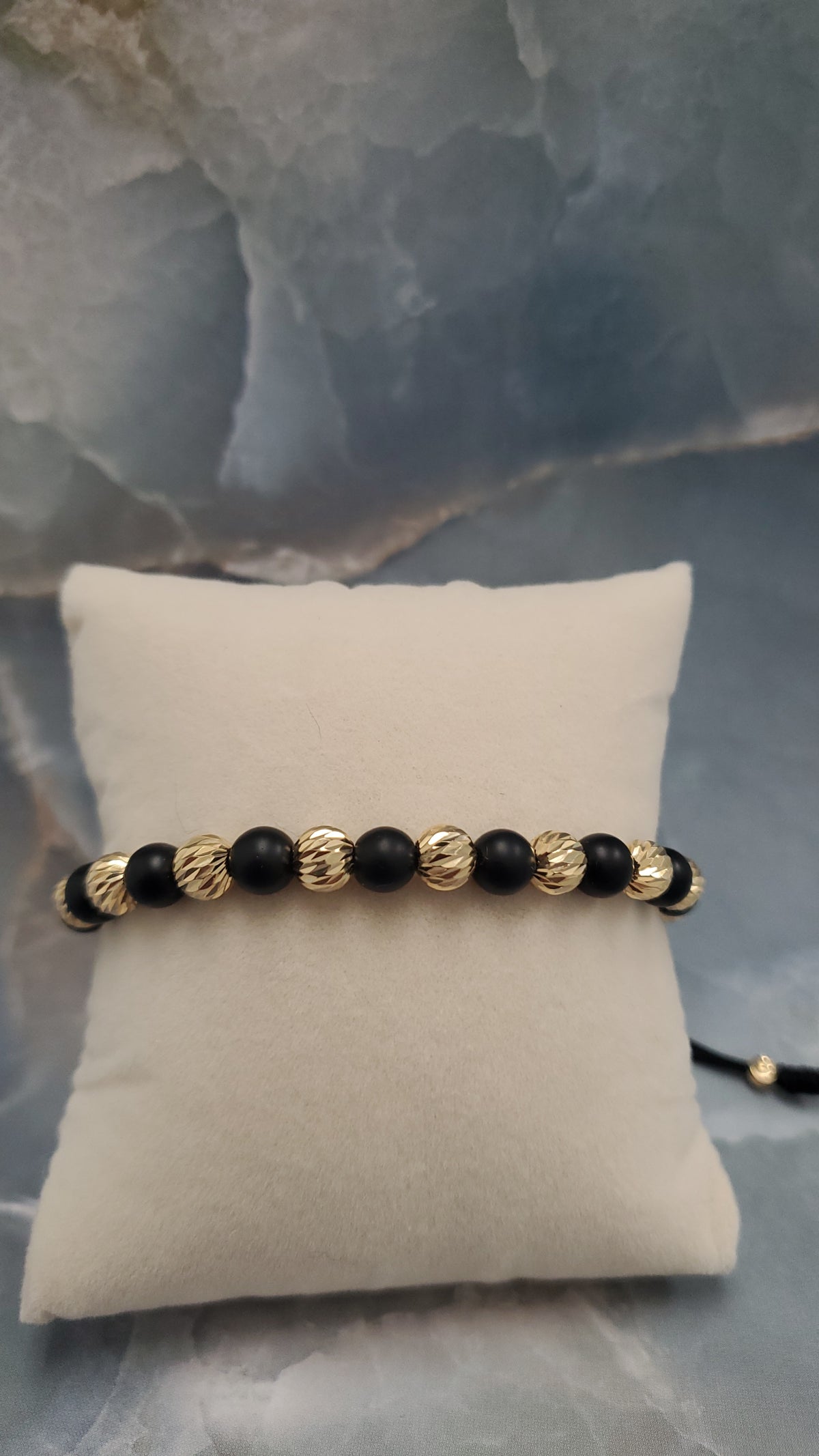 Men's Black Bead Gold & Black Beads