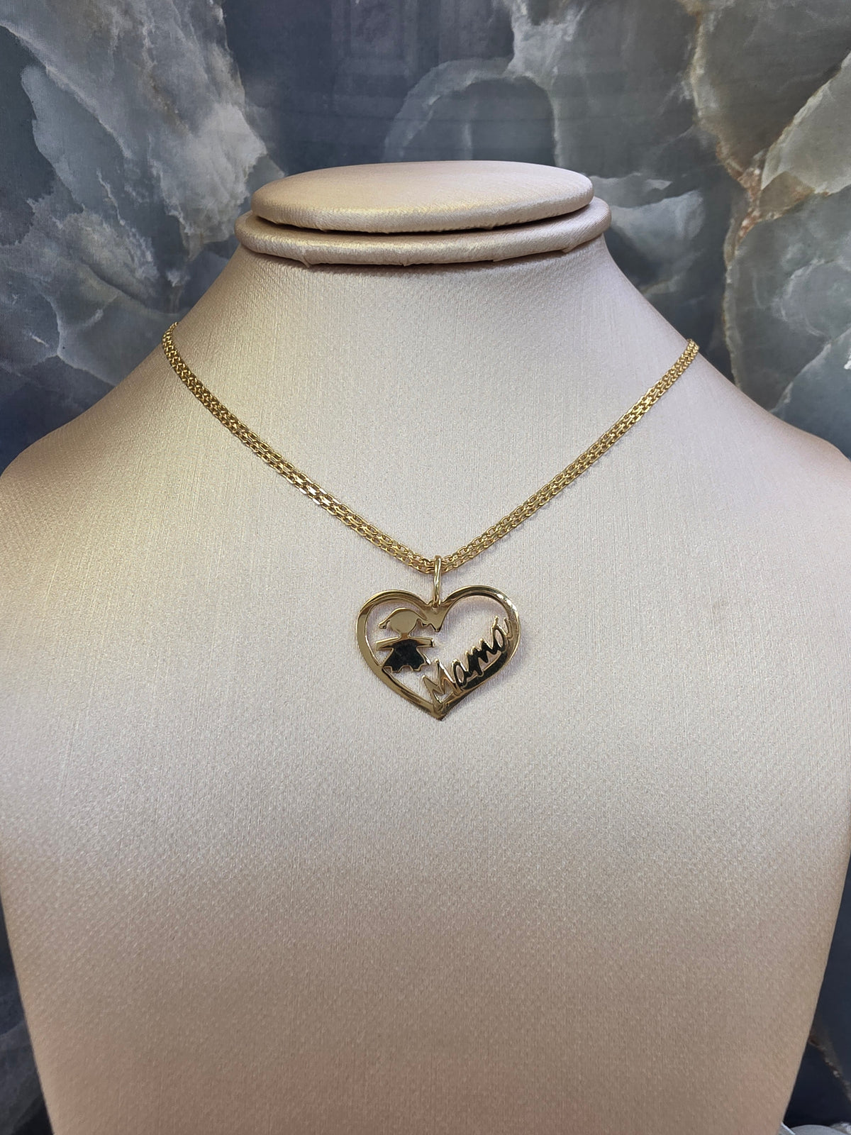 Mom & Daughter Heart Pendant 094