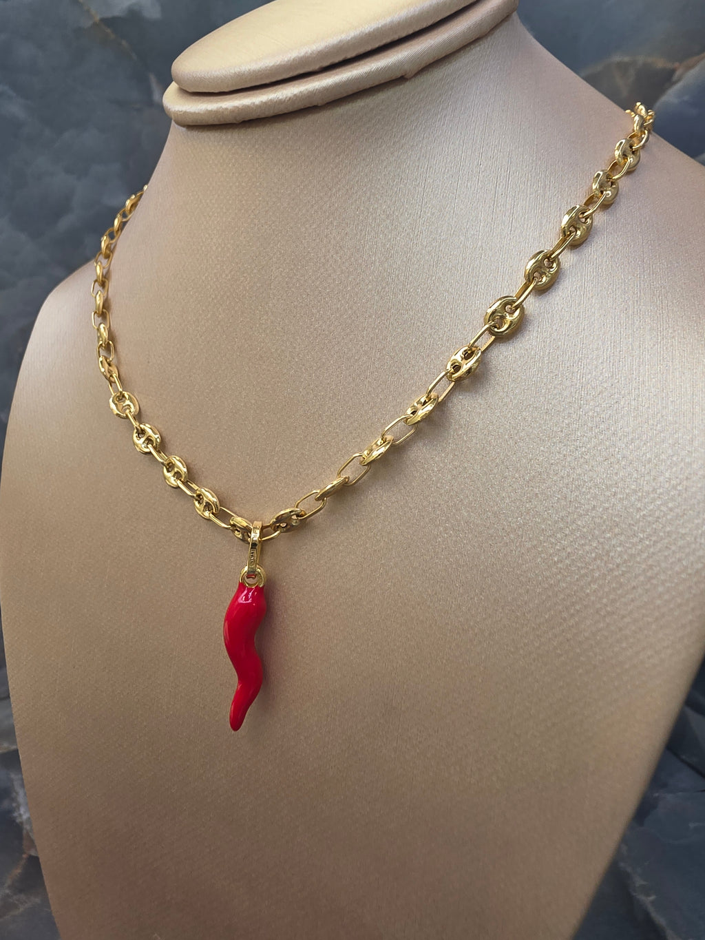 Red Italian Cornicello Pendant 078
