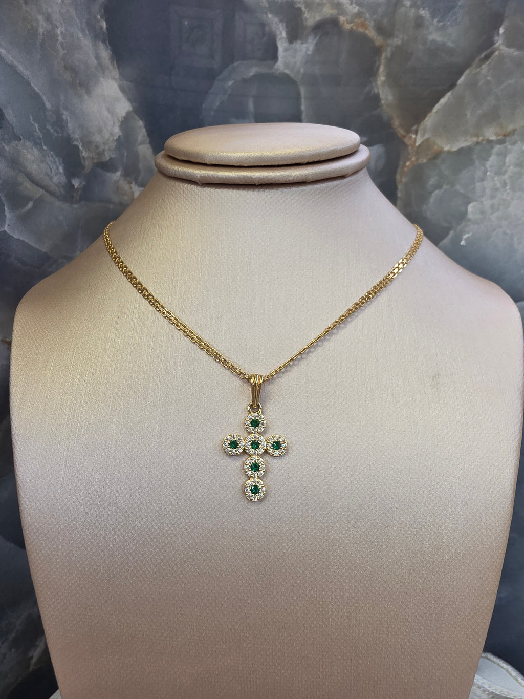 Green & White Zirconia Cross Pendant 148