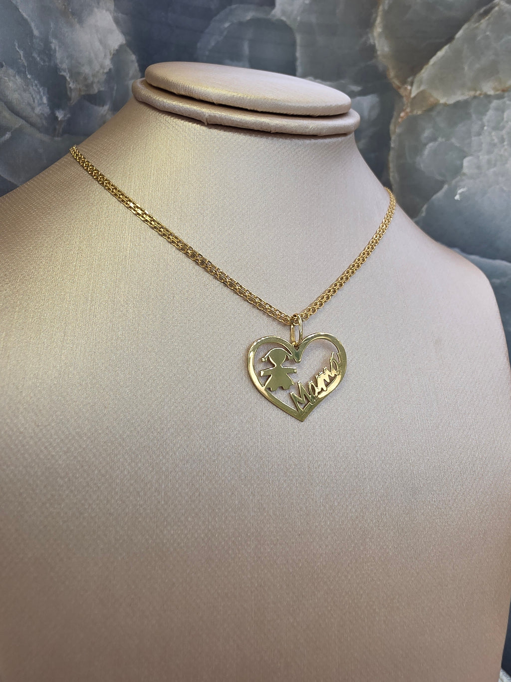 Mom & Daughter Heart Pendant 094