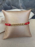 Open Cuban Link Red Cord Bracelet