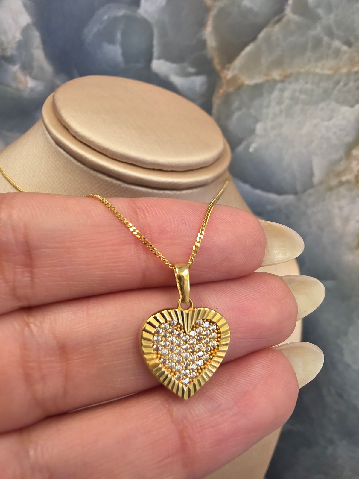 Gold Sparkling Heart Pendant 148