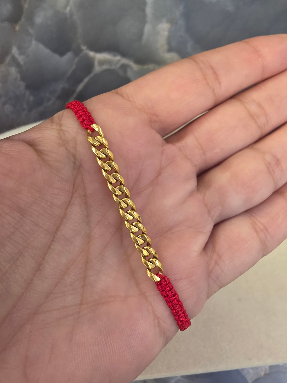 Cuban Link Red Cord Bracelet